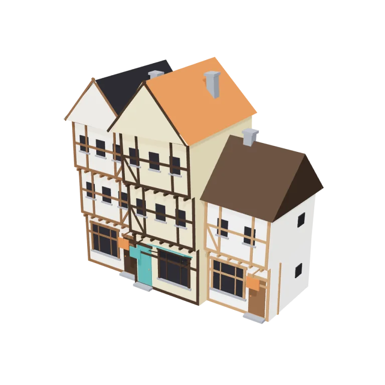 Leaning shopfronts — free 3D model