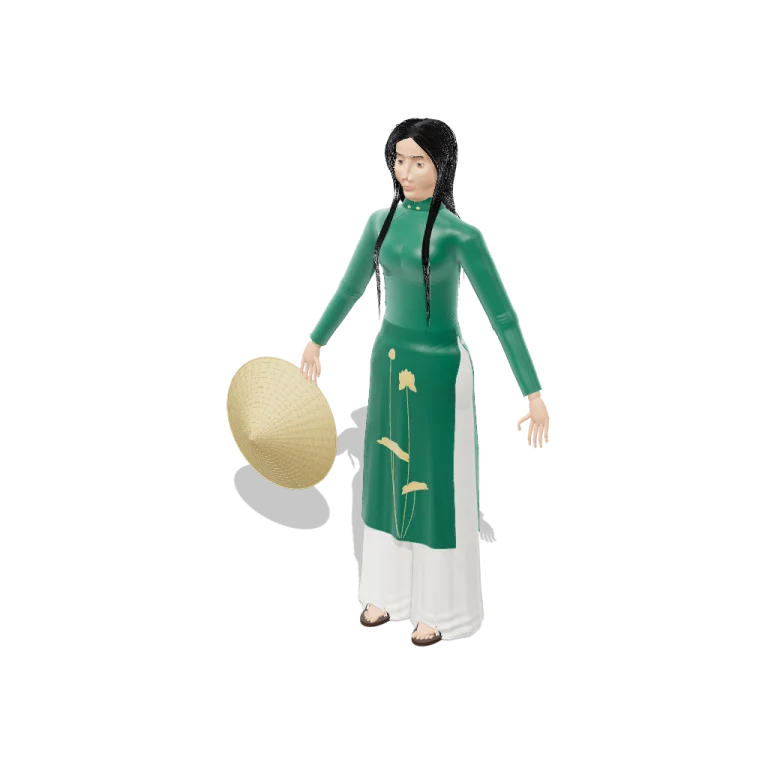 Woman in Áo Dài — free 3D model