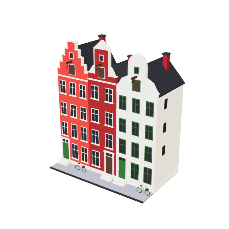 Canal house fronts — free 3D model