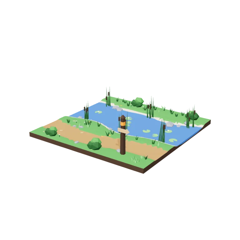 Lake and trail tiles — free 3D model