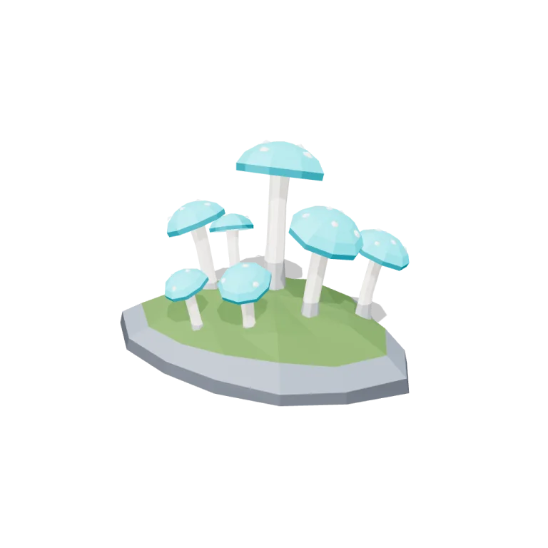 Glow mushrooms 3D model