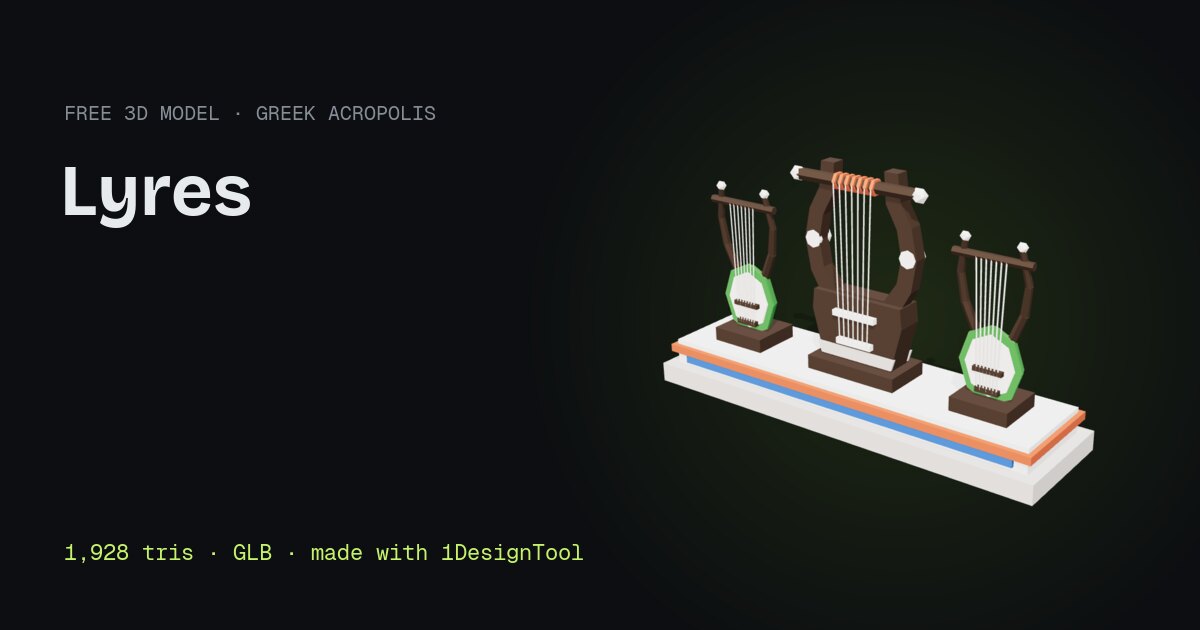 Lyres 3D model — Greek Acropolis · Free low-poly GLB