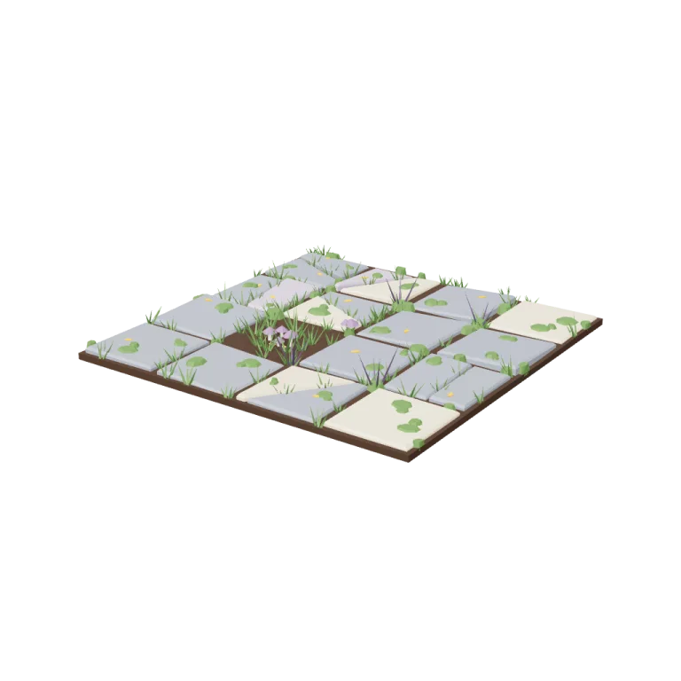 Overgrown garden tiles — free 3D model