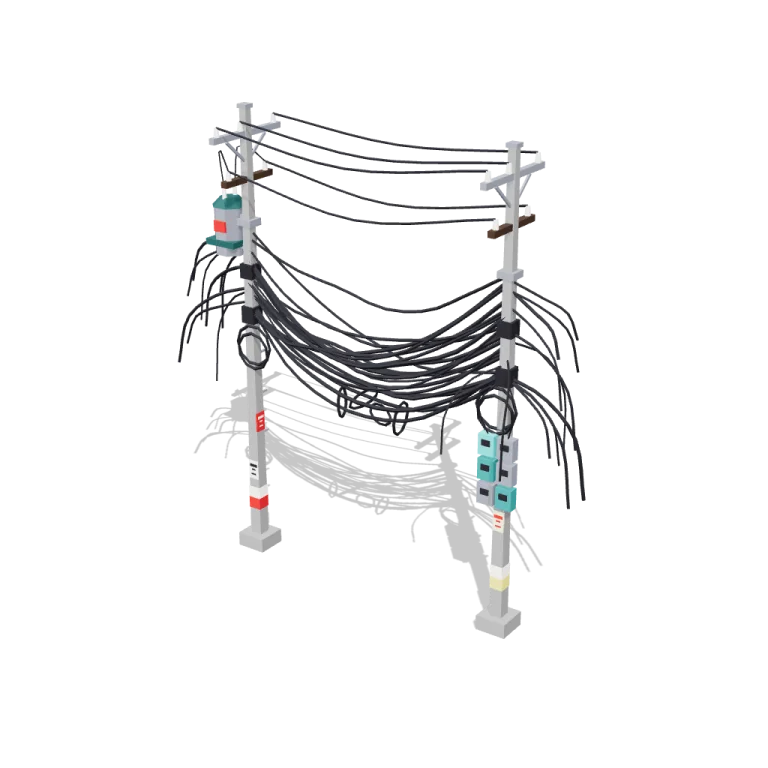 Tangled power poles — free 3D model