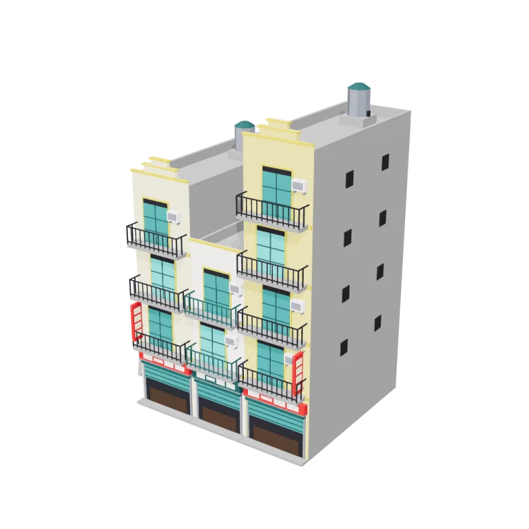 Tube houses — free 3D model