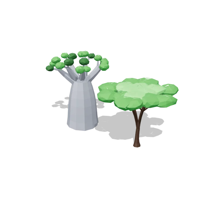 Acacia and baobab trees — free 3D model