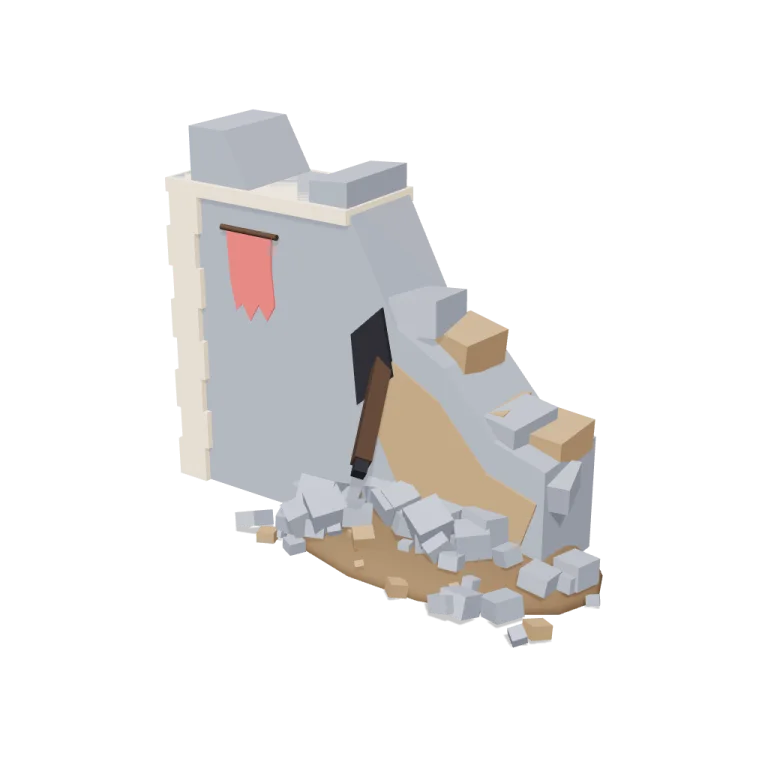 Ruined wall section — free 3D model