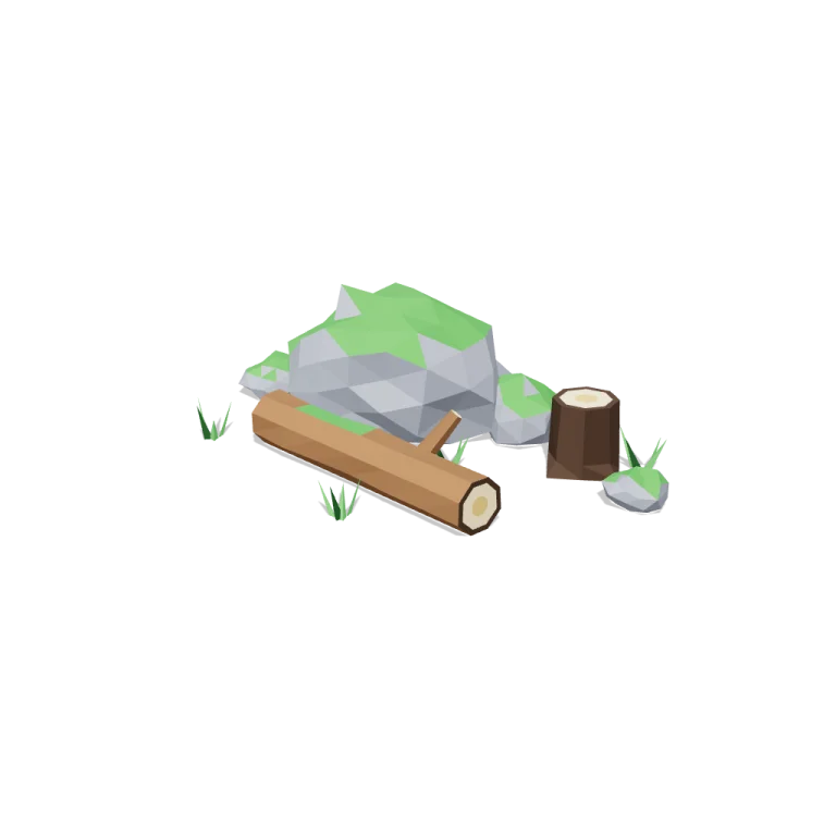 Rocks and logs — free 3D model