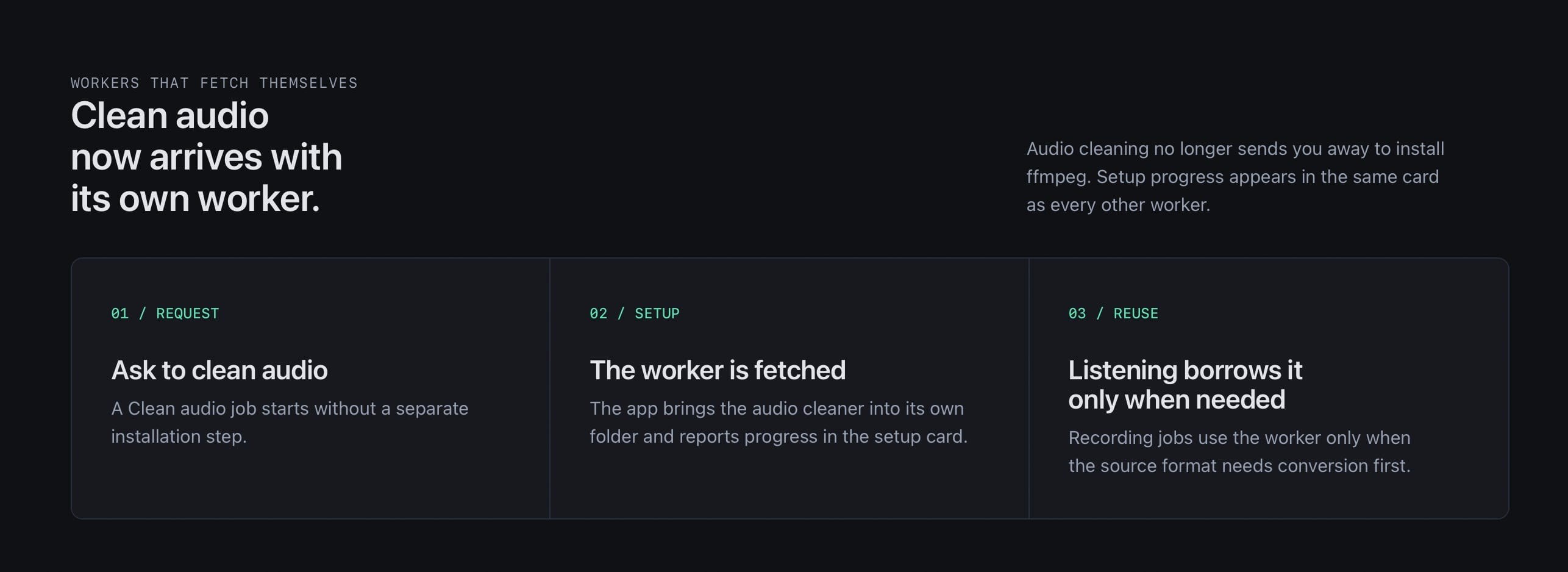 Clean up a noisy recording on your own computer, no ffmpeg to install