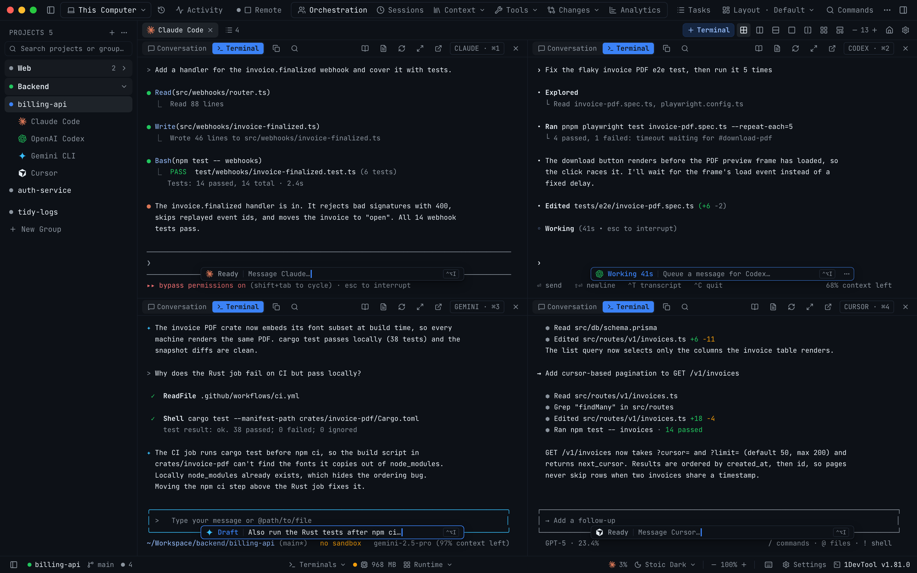 Ready, Working or Draft on Every AI Terminal