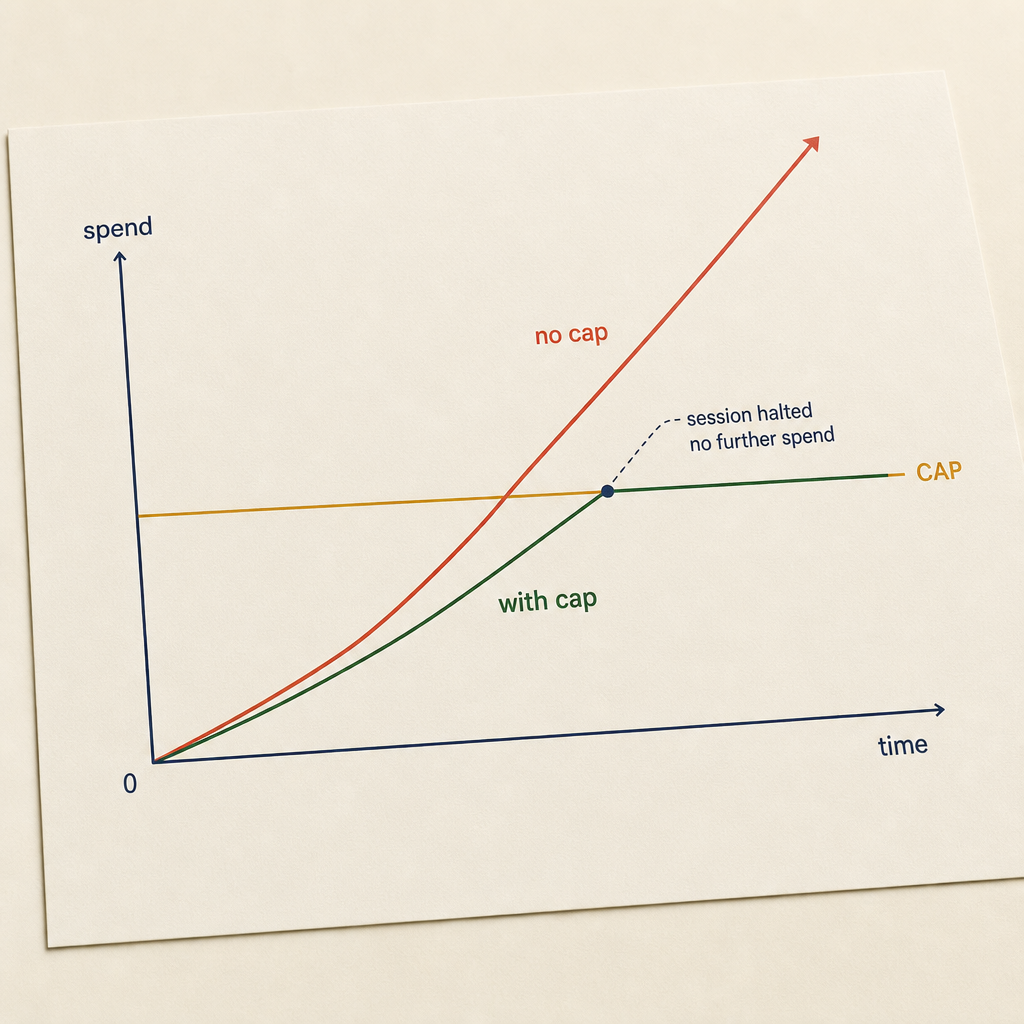 Cost curves: without cap (continues rising) vs with cap (flat line after threshold)