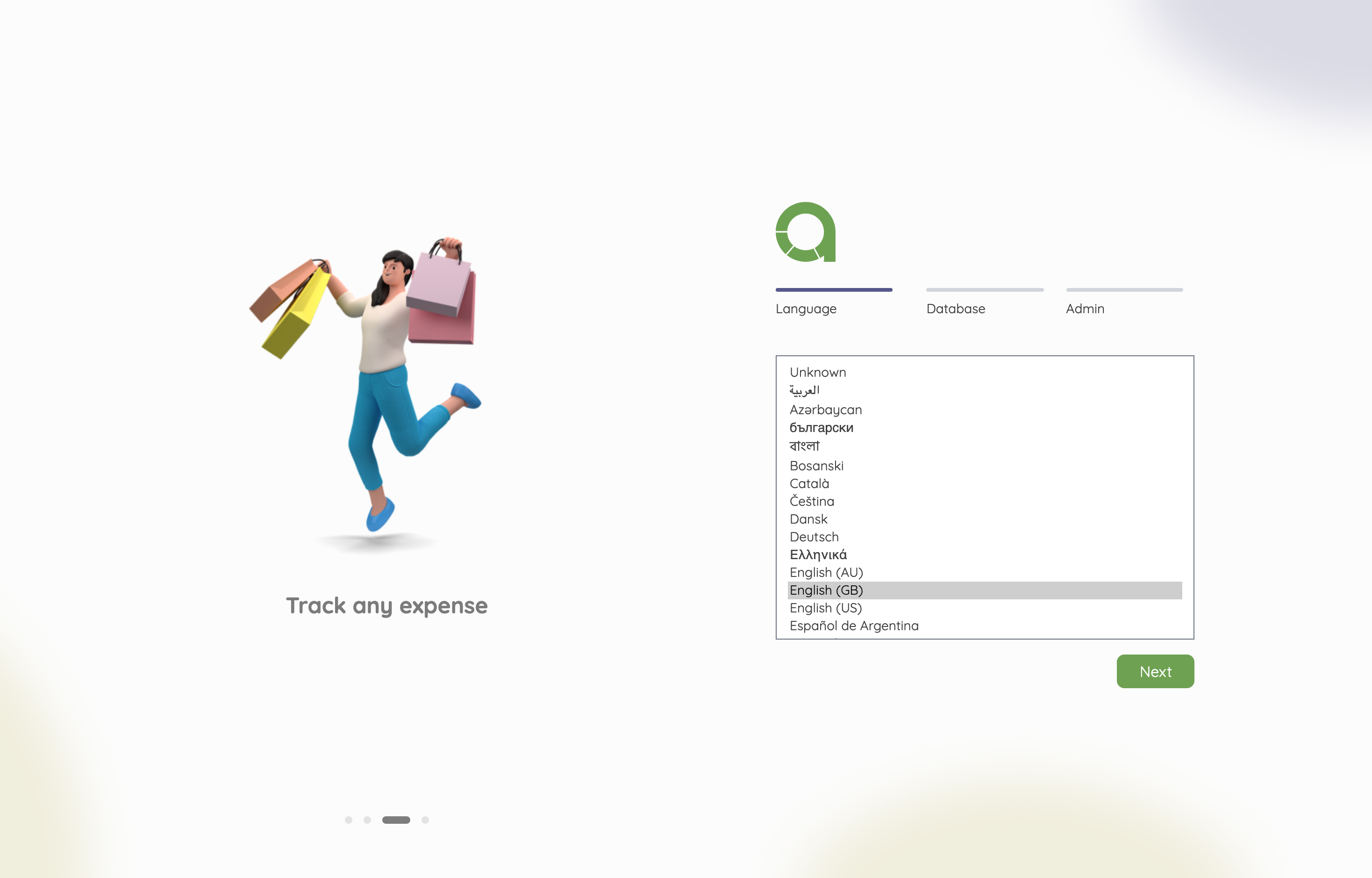 The deployed Akaunting web UI loaded in a browser