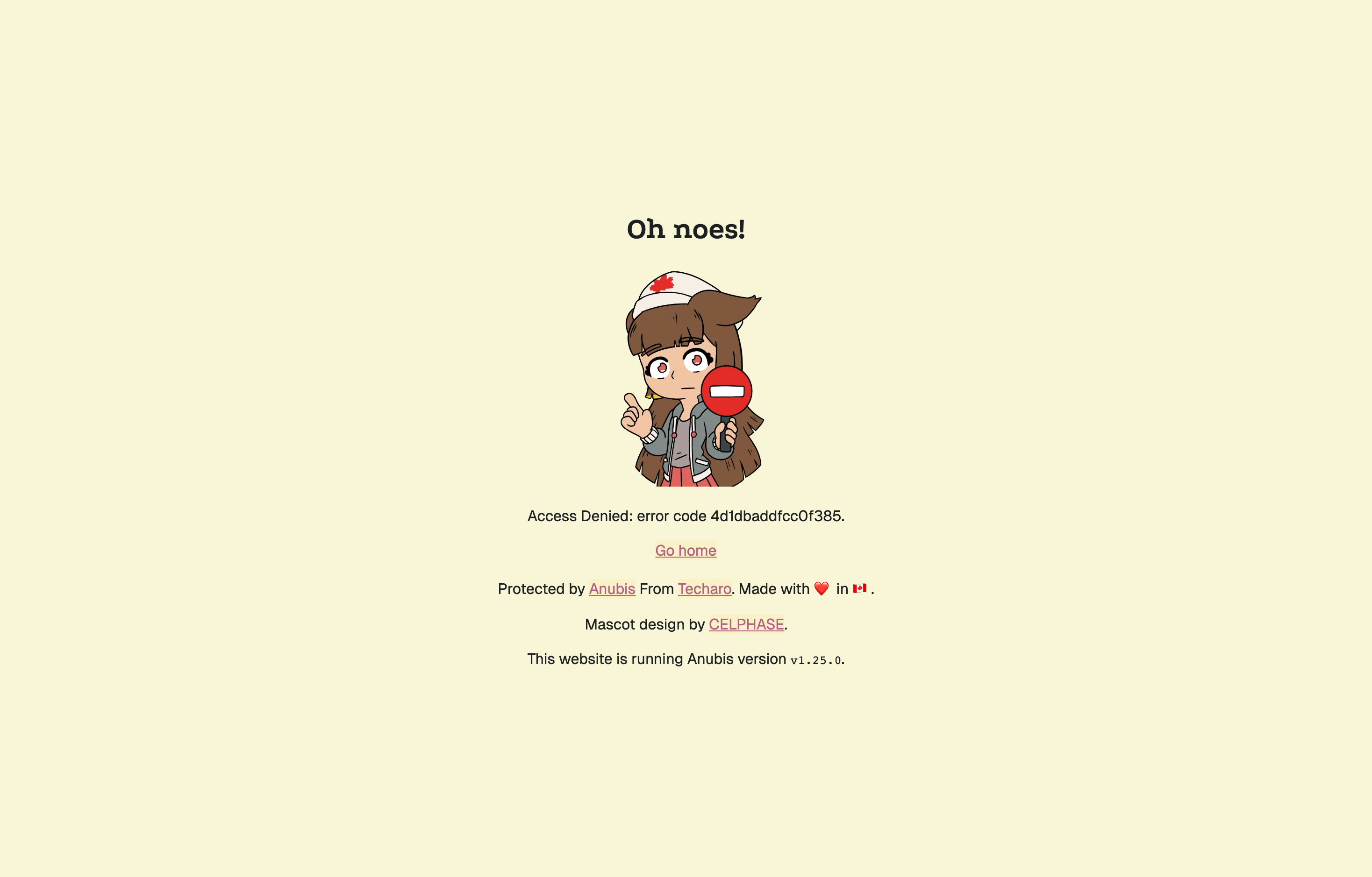 The deployed Anubis challenge page loaded in a browser