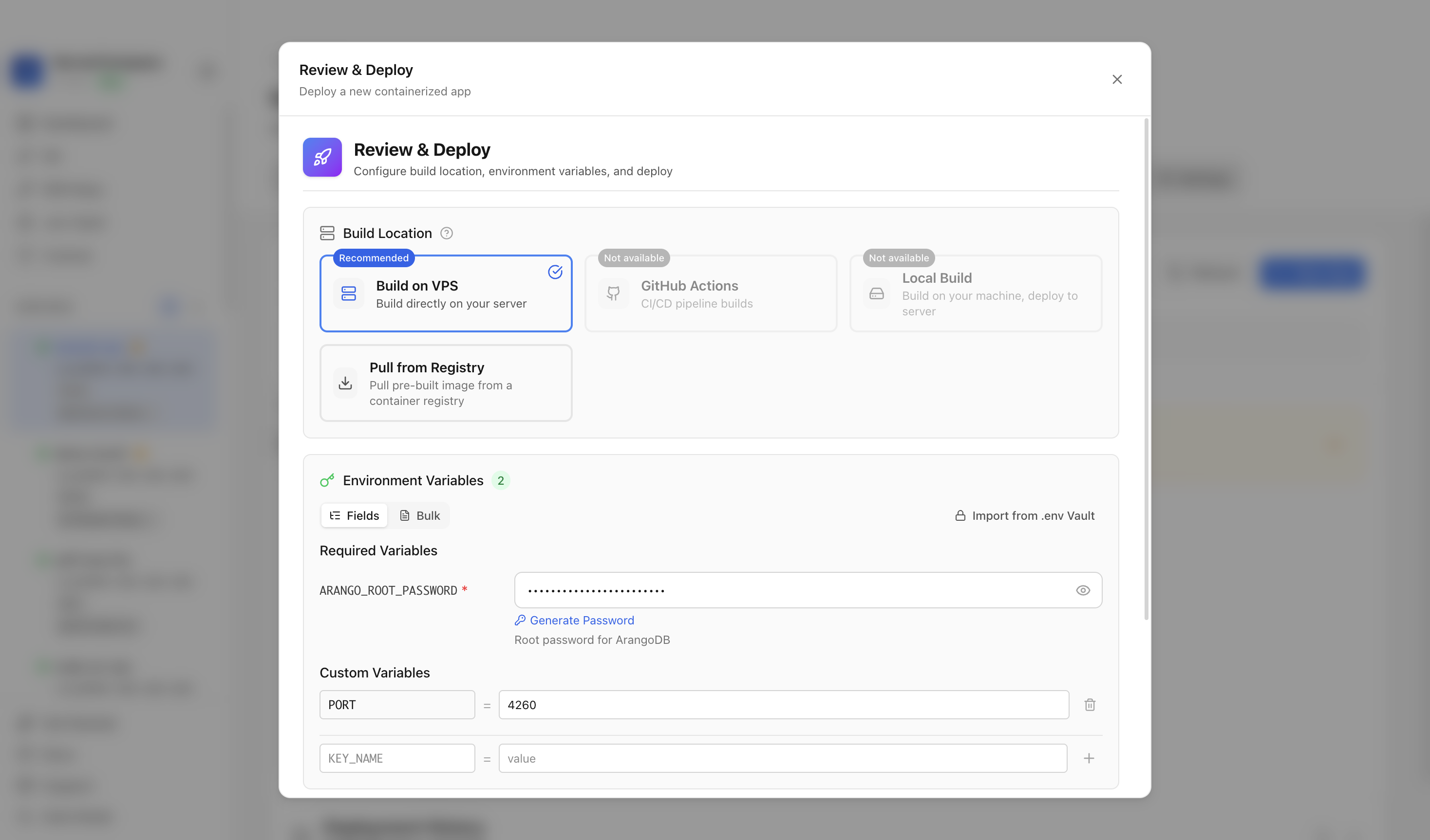 Reviewing ArangoDB web port before deployment