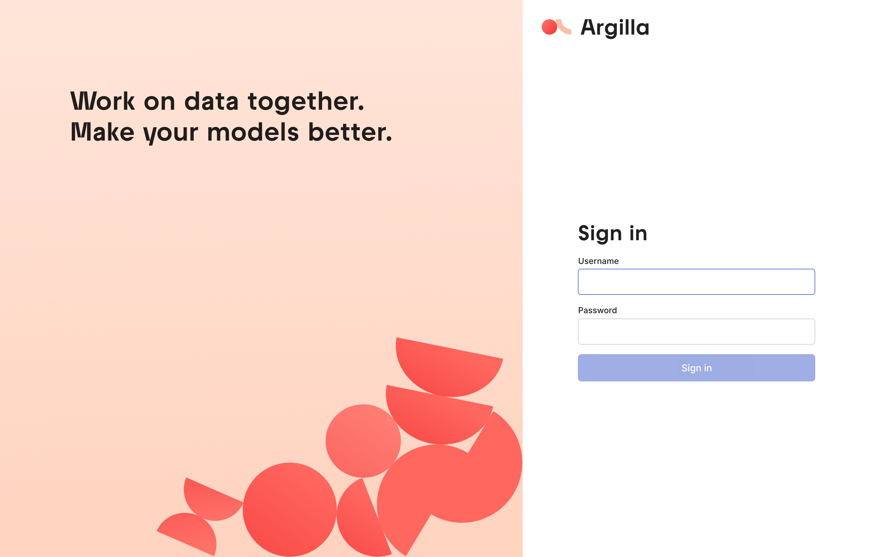 The deployed Argilla login screen loaded in a browser