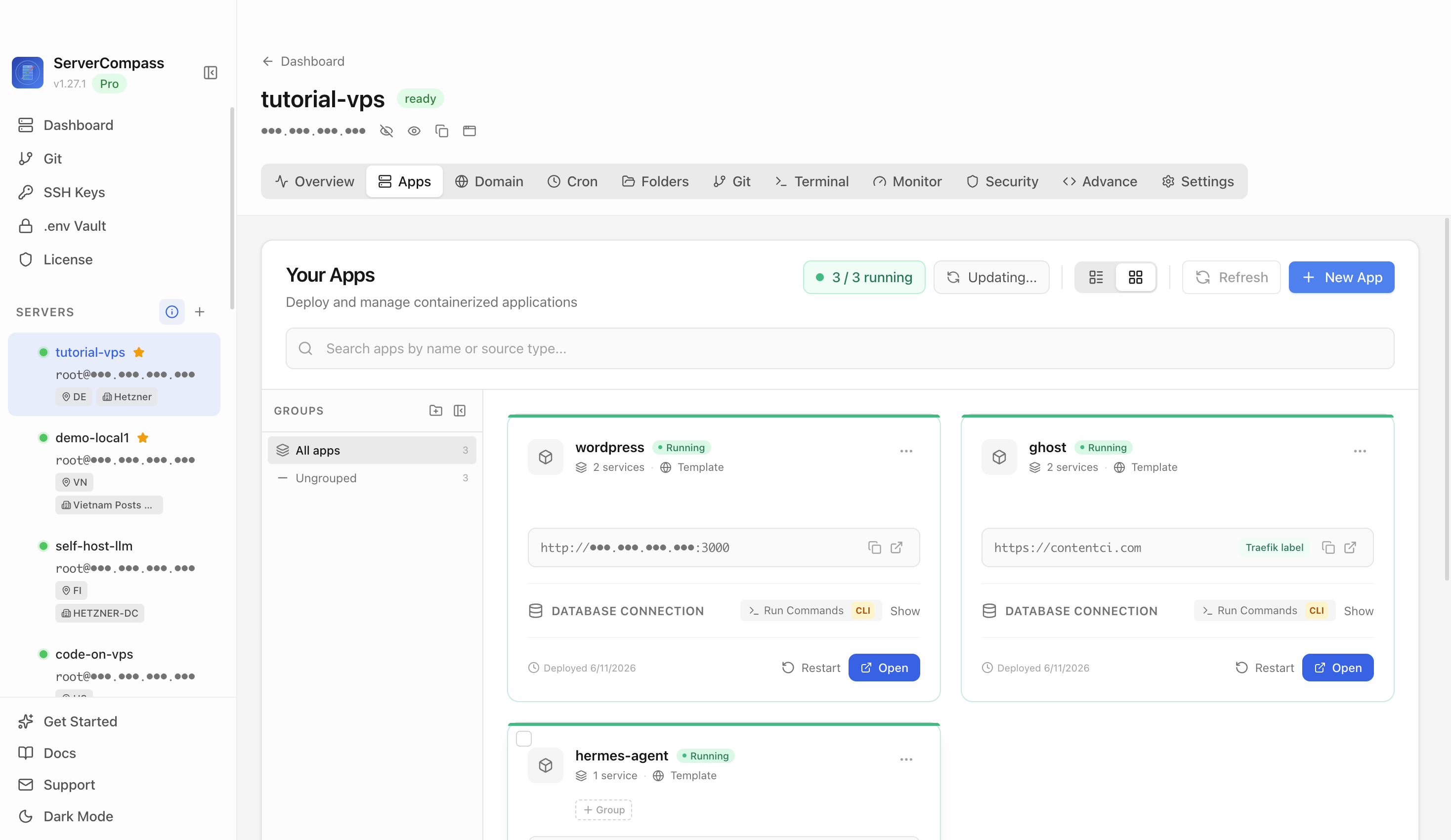 Server Compass Apps tab before creating an Authorizer app