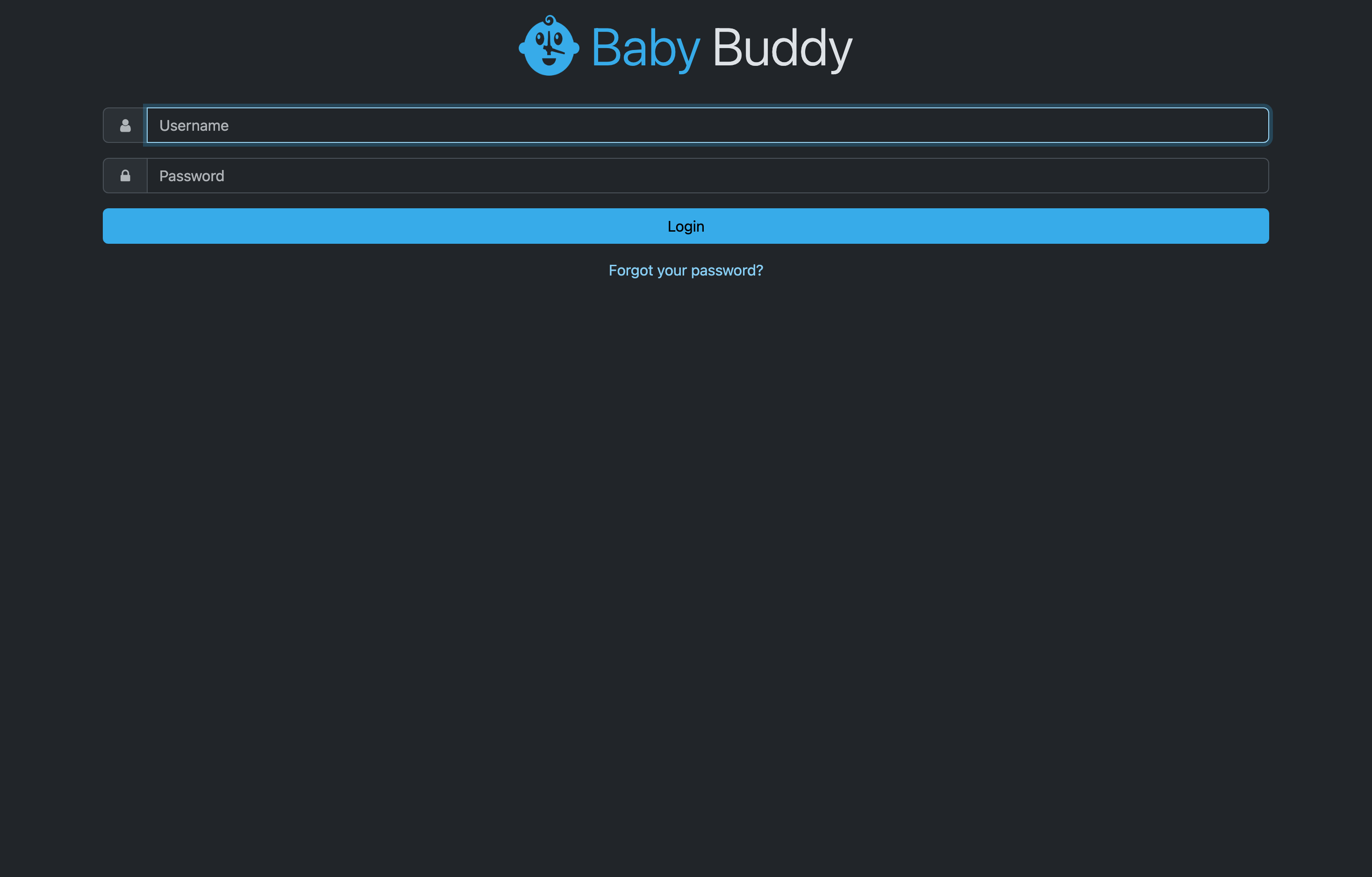 The deployed Baby Buddy web UI loaded in a browser