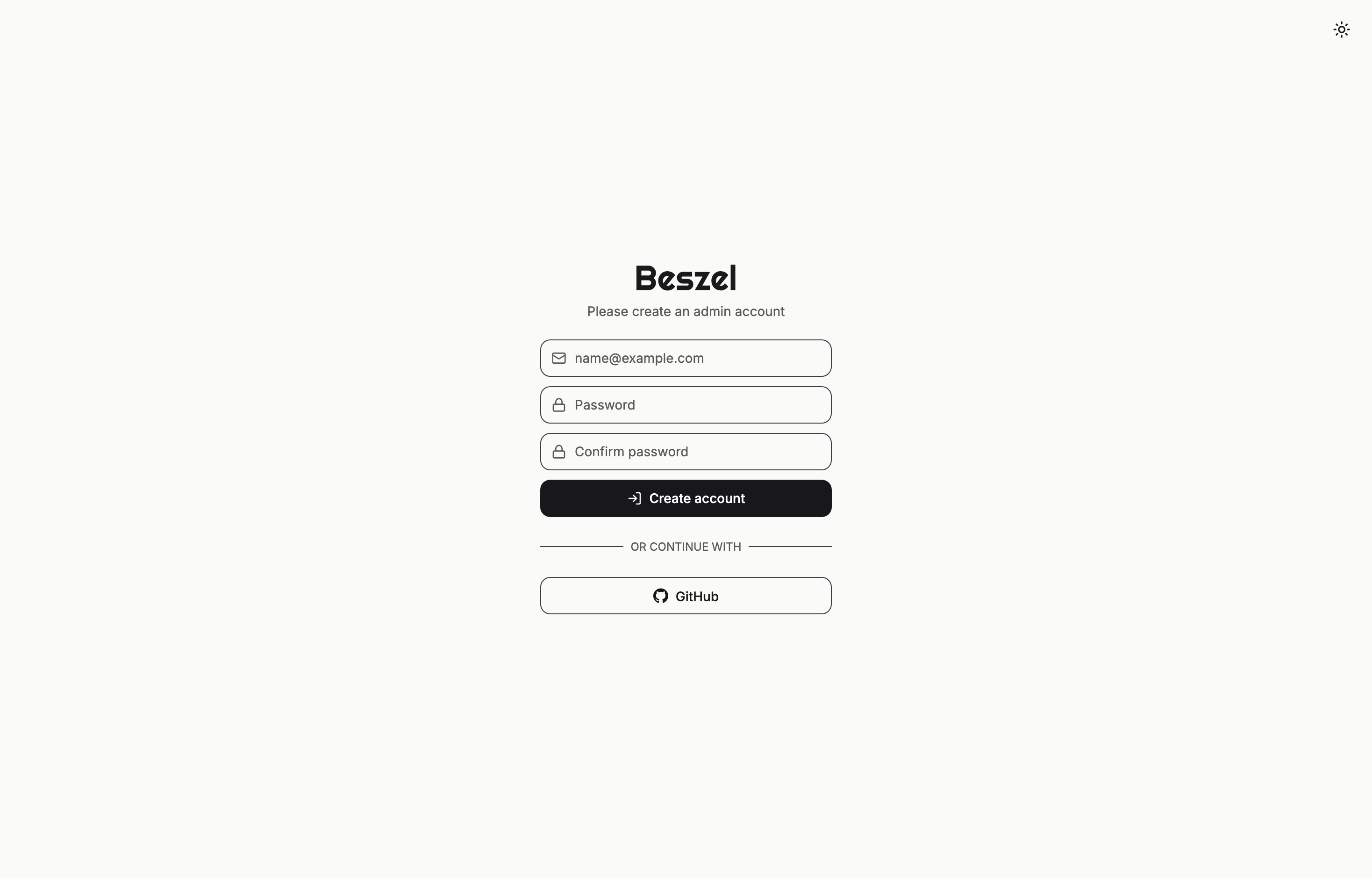 The deployed Beszel web UI loaded in a browser