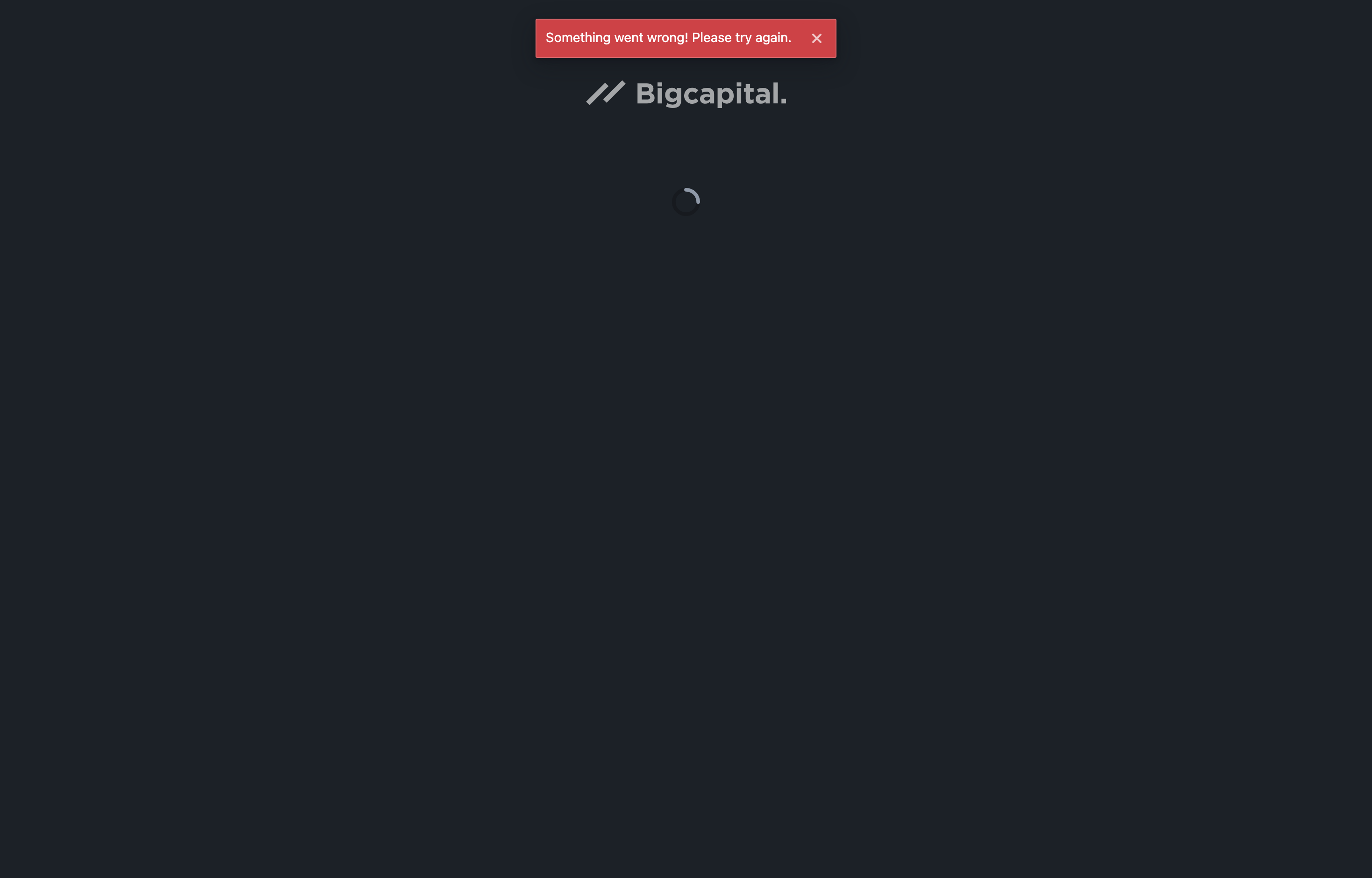 The deployed Bigcapital web UI loaded in a browser