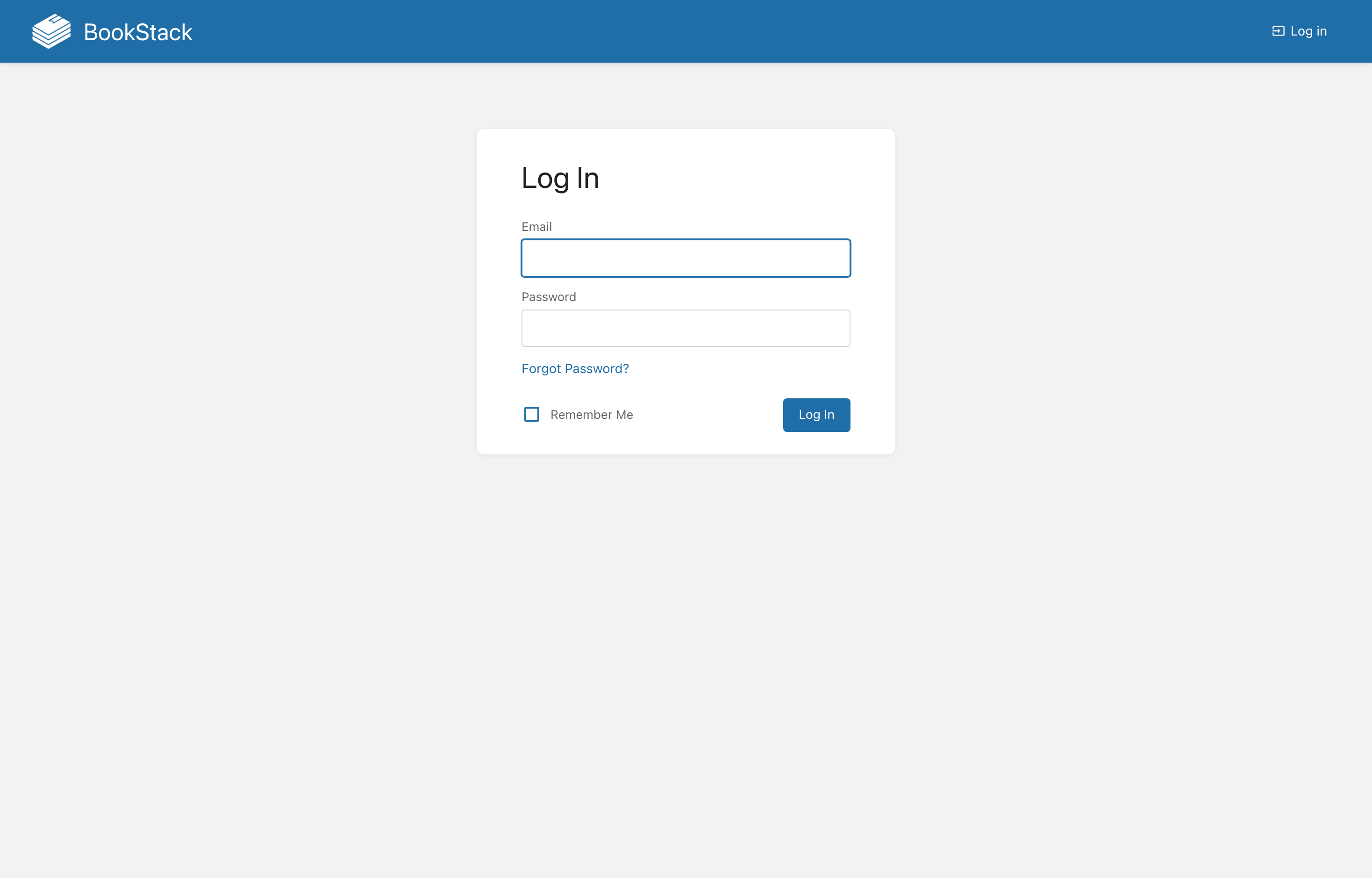 The deployed BookStack login screen loaded in a browser