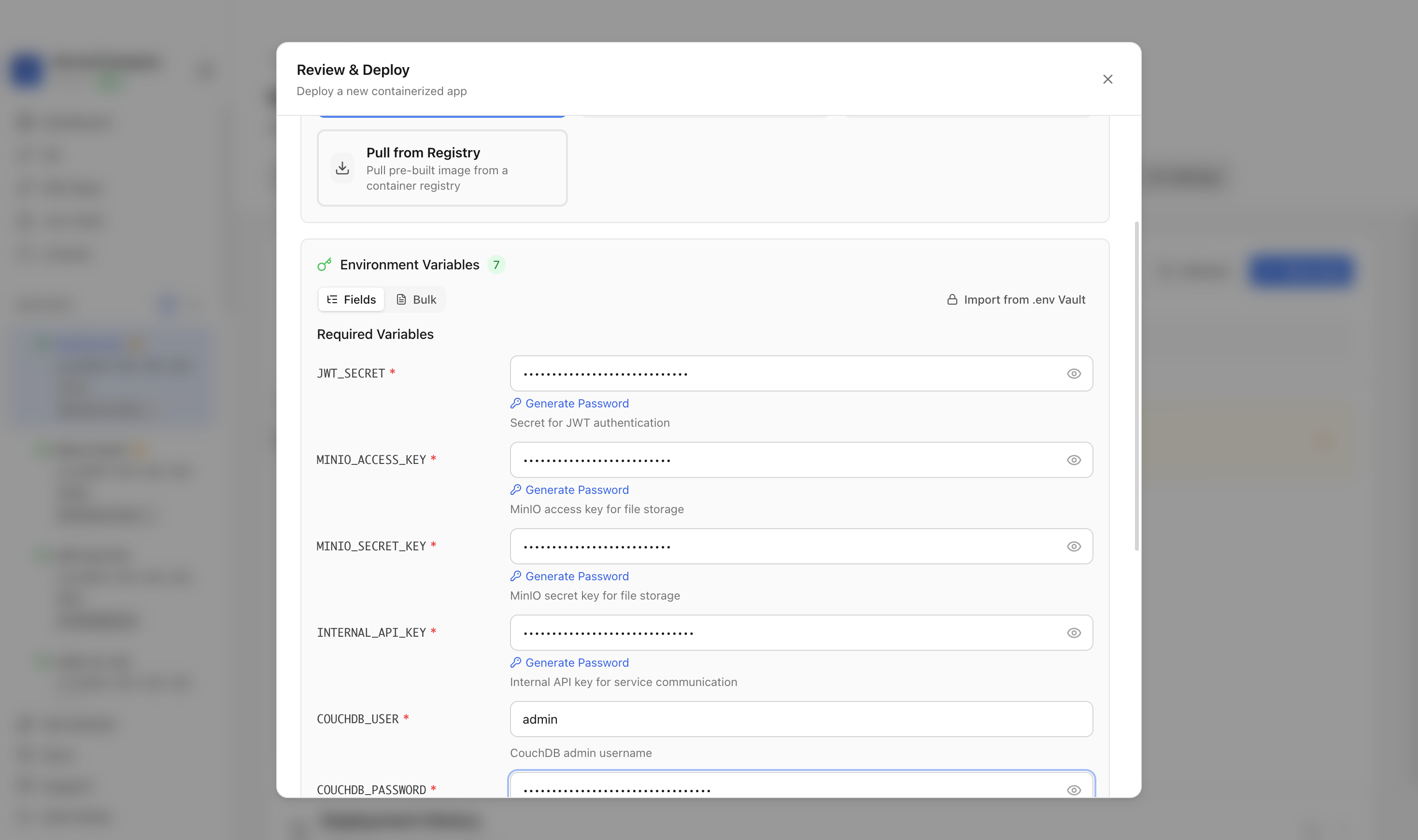 Reviewing Budibase environment variables and port before deployment