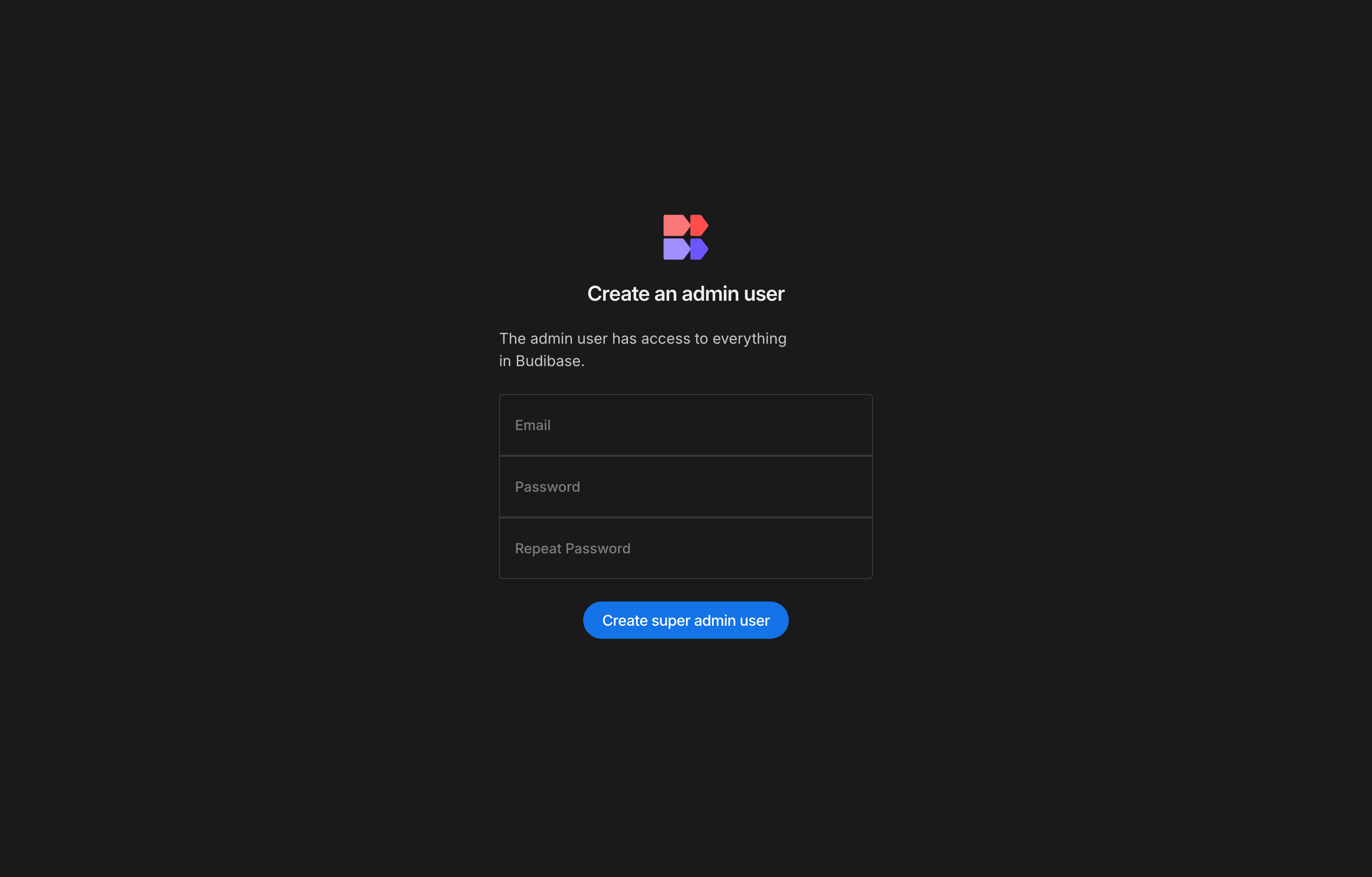 The deployed Budibase web UI loaded in a browser