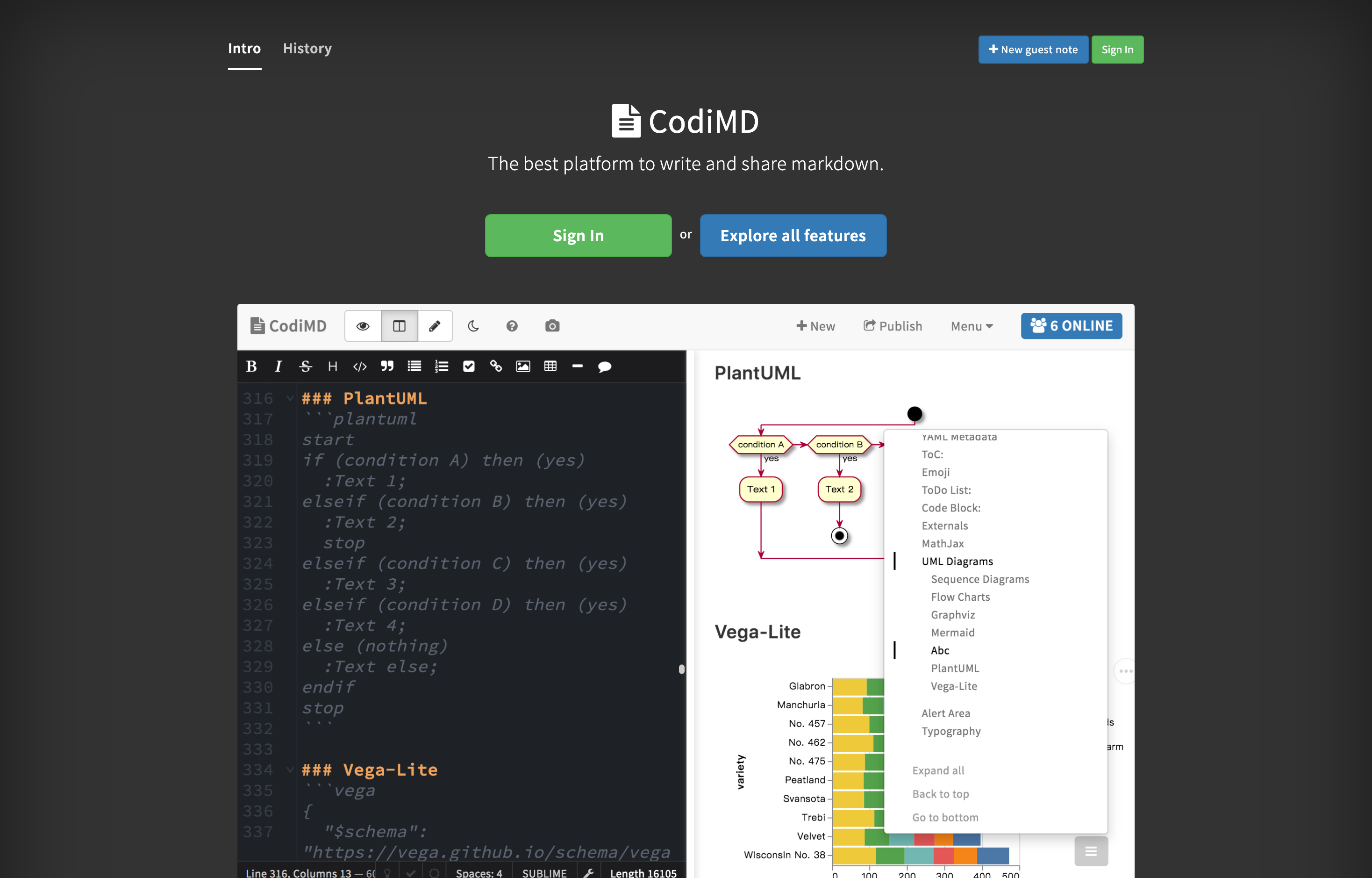 The deployed CodiMD web UI loaded in a browser