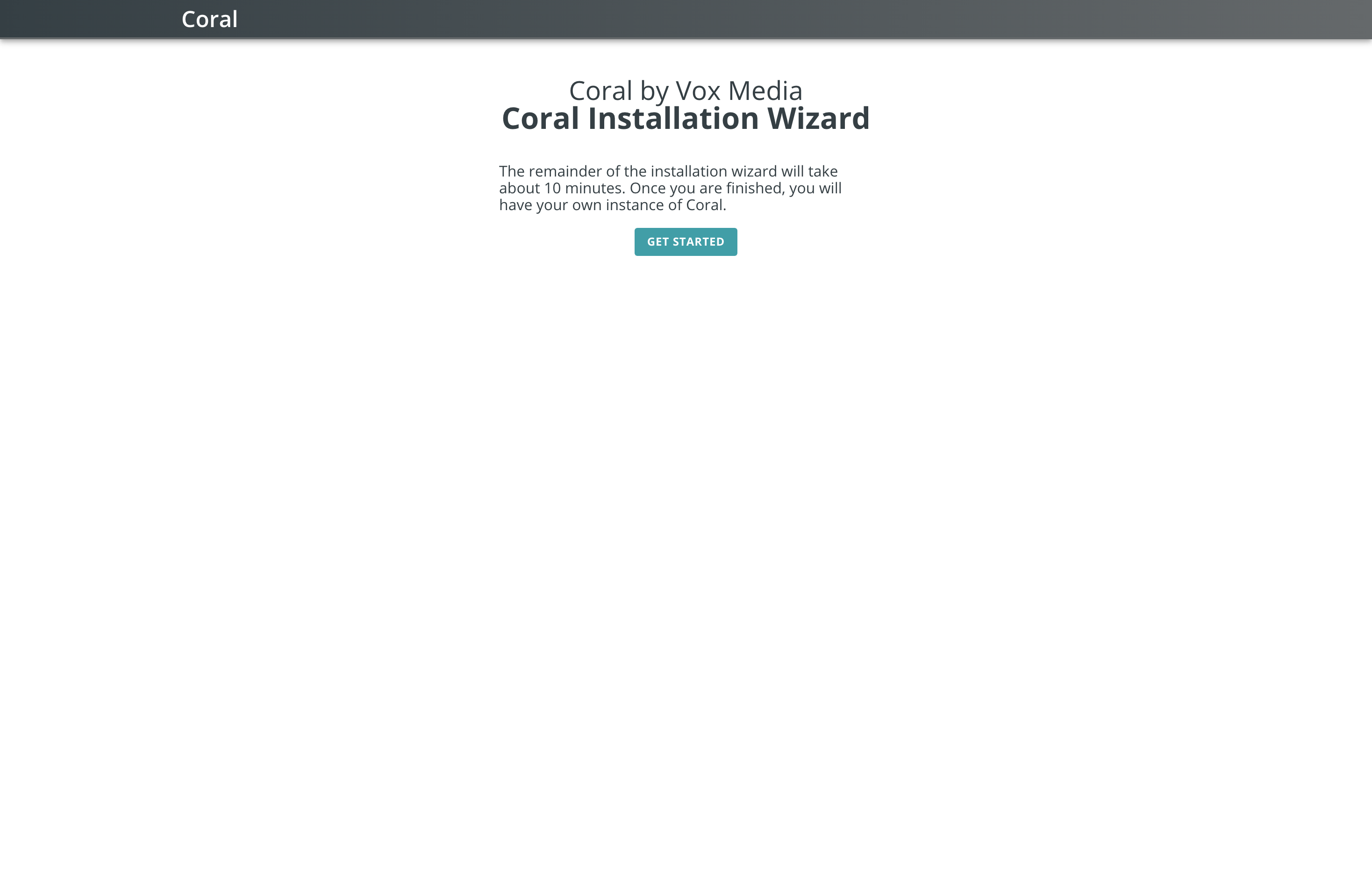 The deployed Coral web UI loaded in a browser