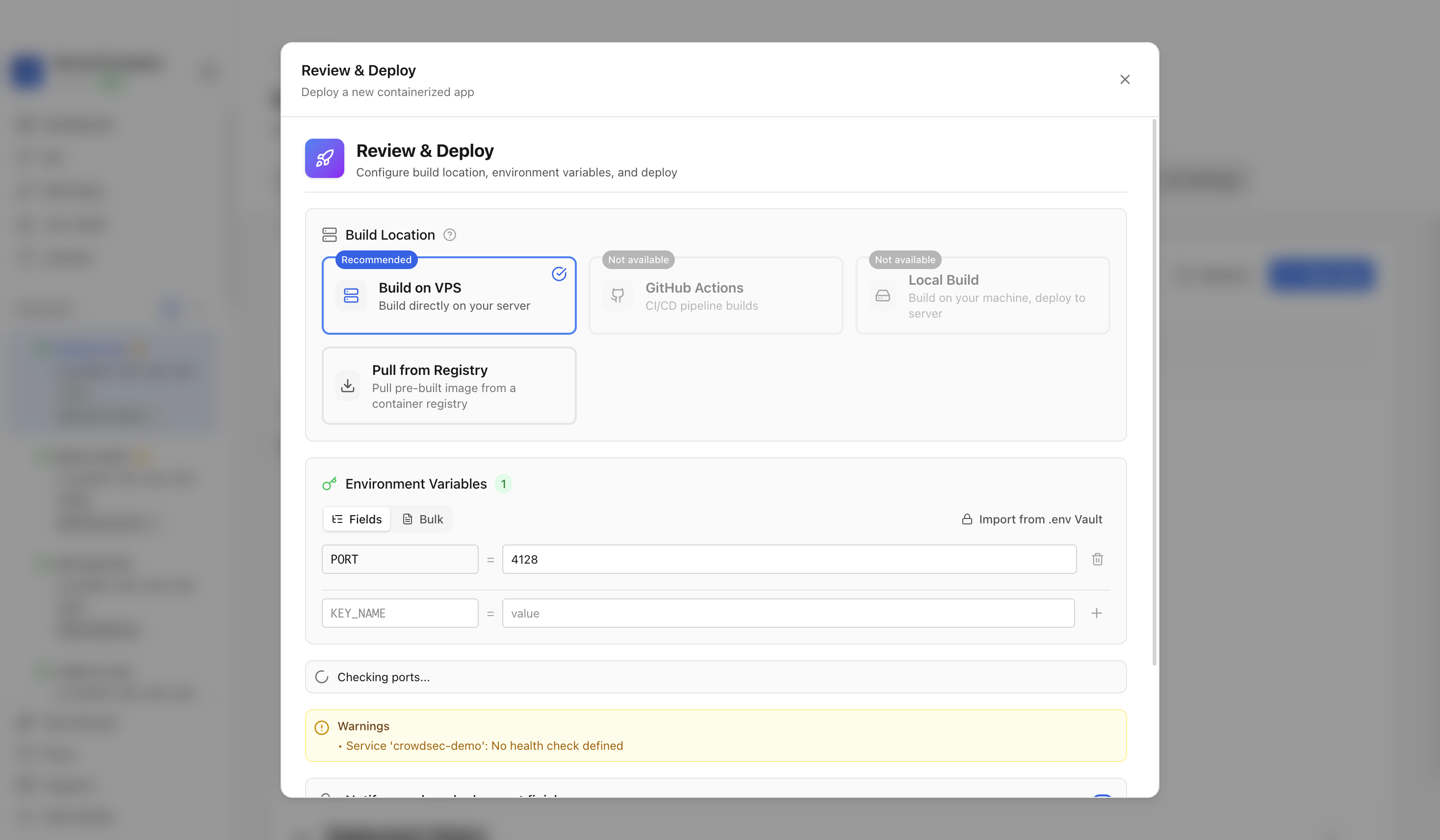 Reviewing CrowdSec web port before deployment
