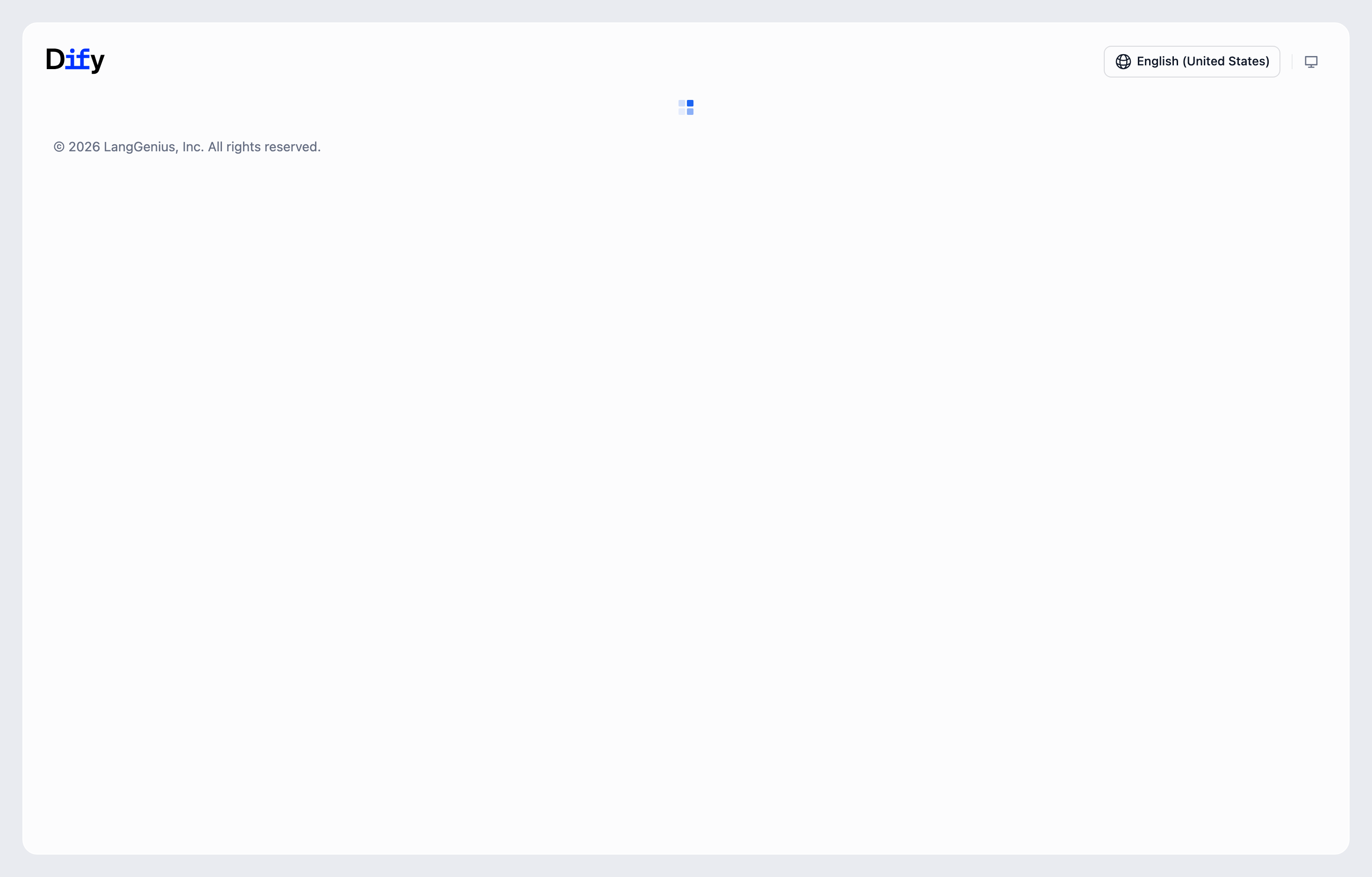 The deployed Dify first-run screen loaded in a browser
