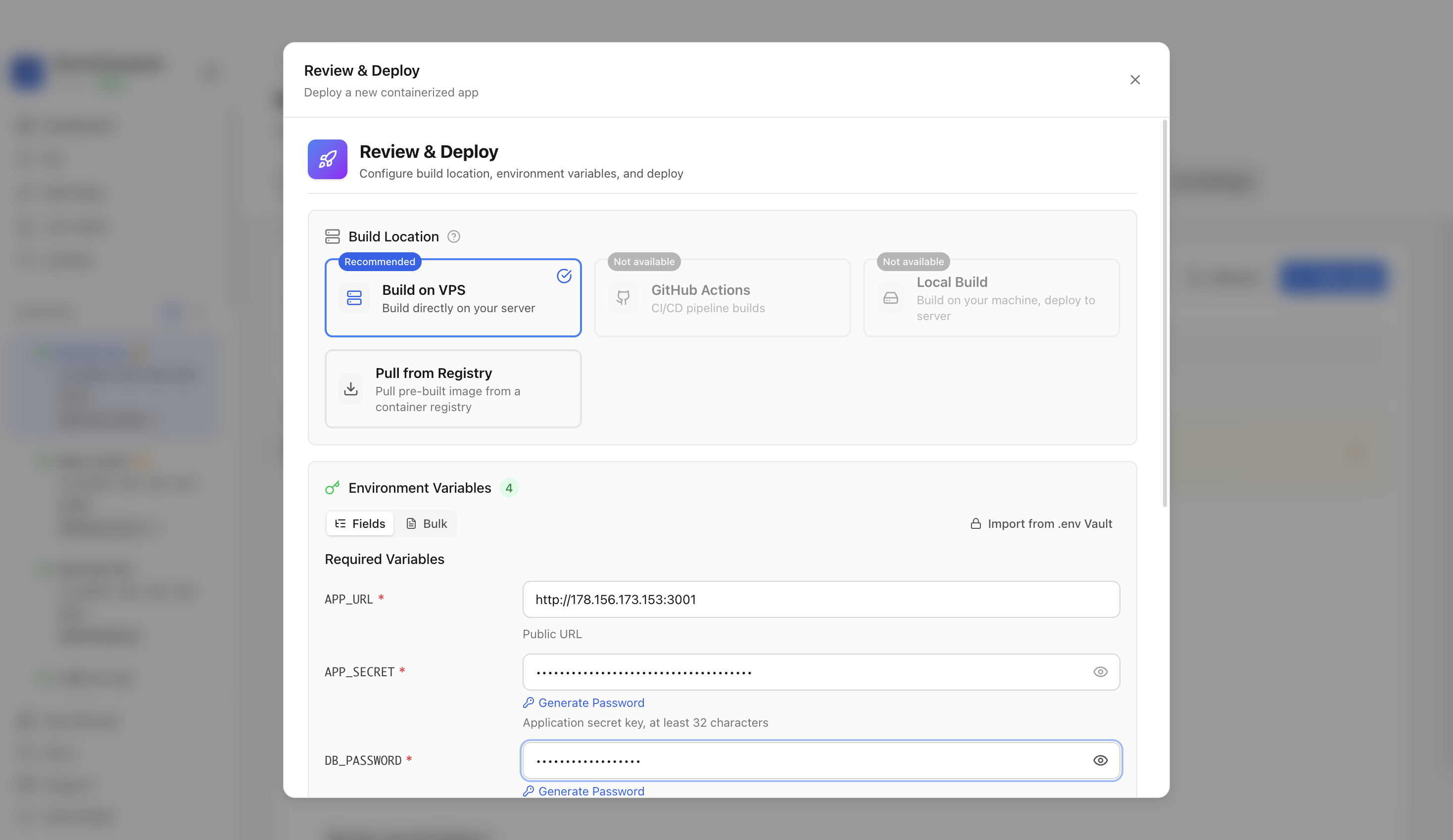 Reviewing Docmost environment variables and port before deployment