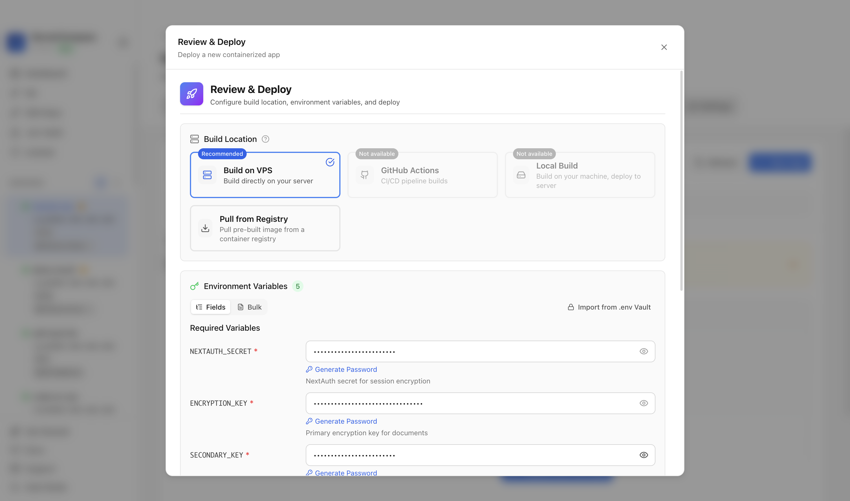 Reviewing Documenso environment variables and port before deployment