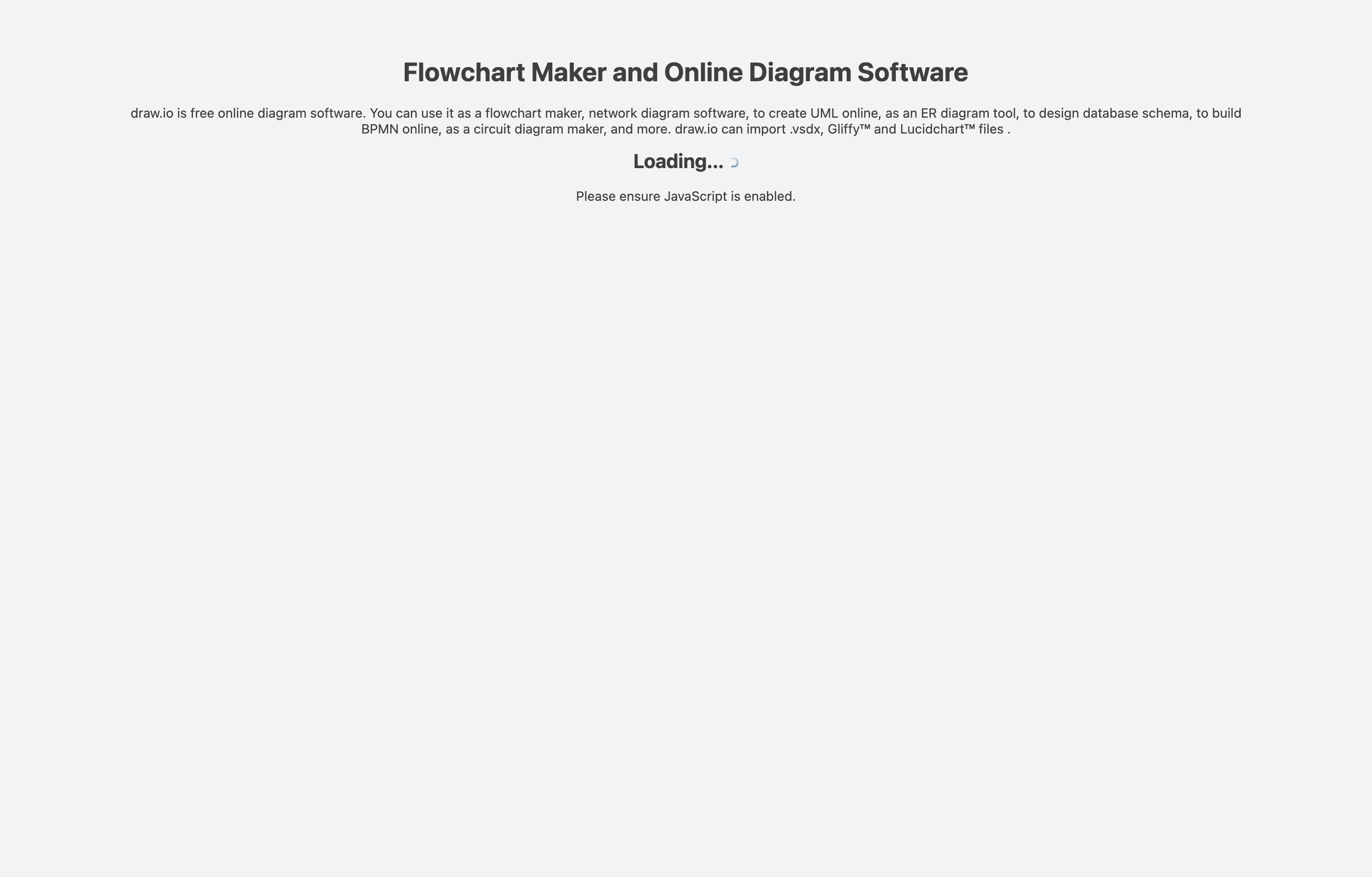 The deployed Draw.io web UI loaded in a browser