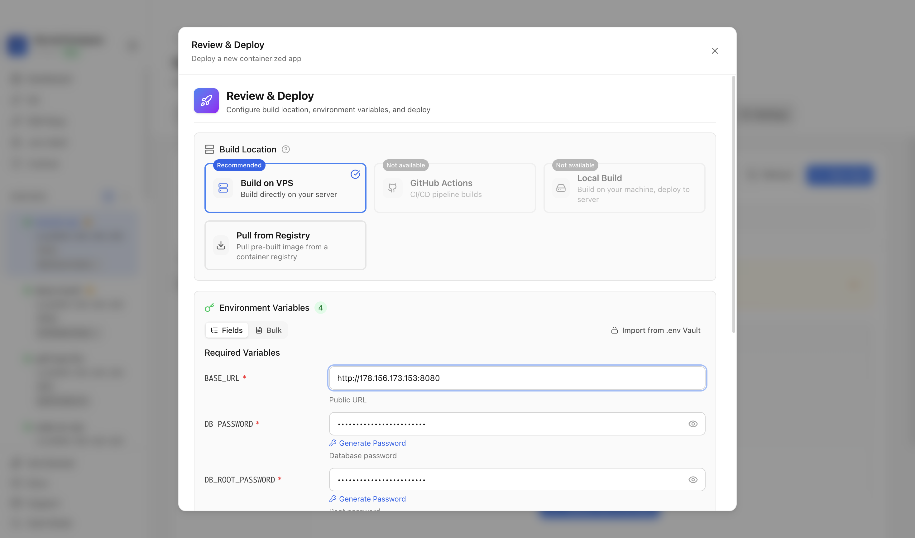 Reviewing Easy!Appointments environment variables and port before deployment