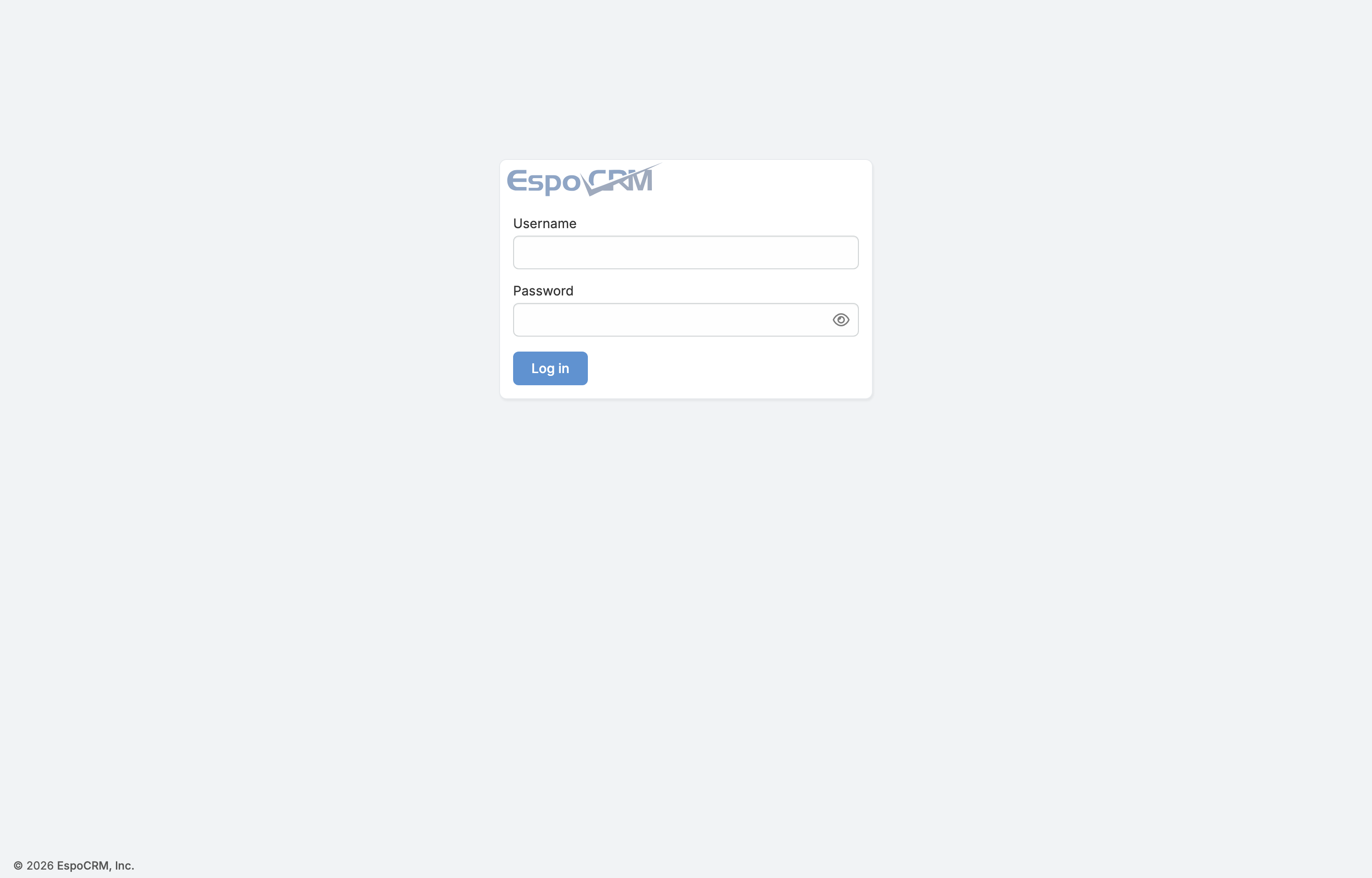 The deployed EspoCRM install wizard loaded in a browser