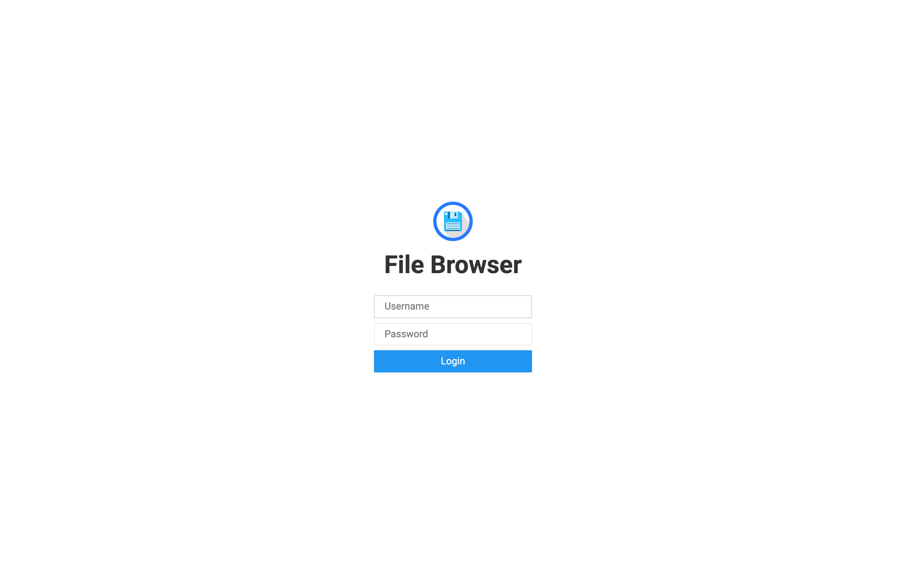 The deployed FileBrowser login page loaded in a browser
