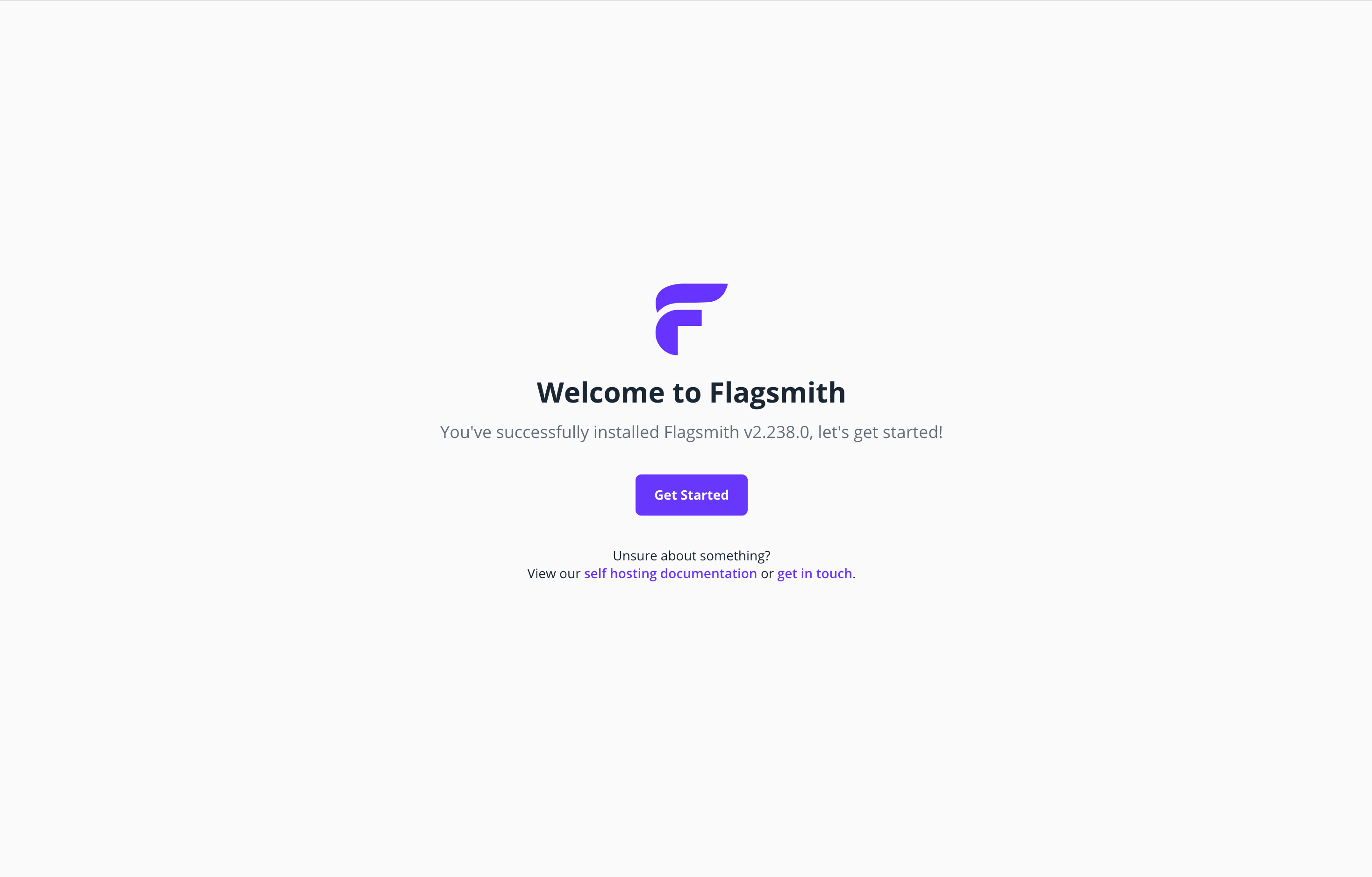 The deployed Flagsmith web UI loaded in a browser