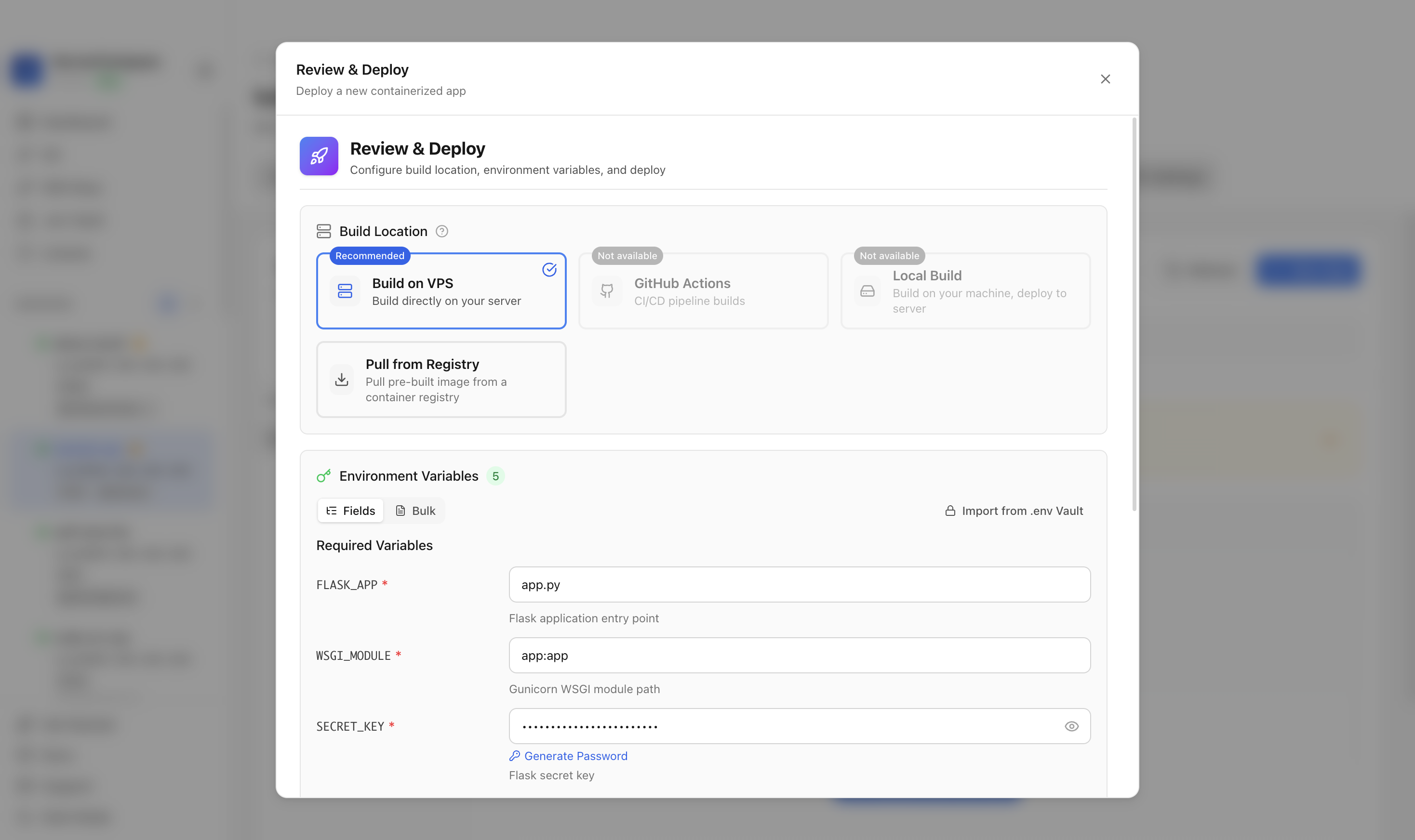 Reviewing Flask generated settings before deployment