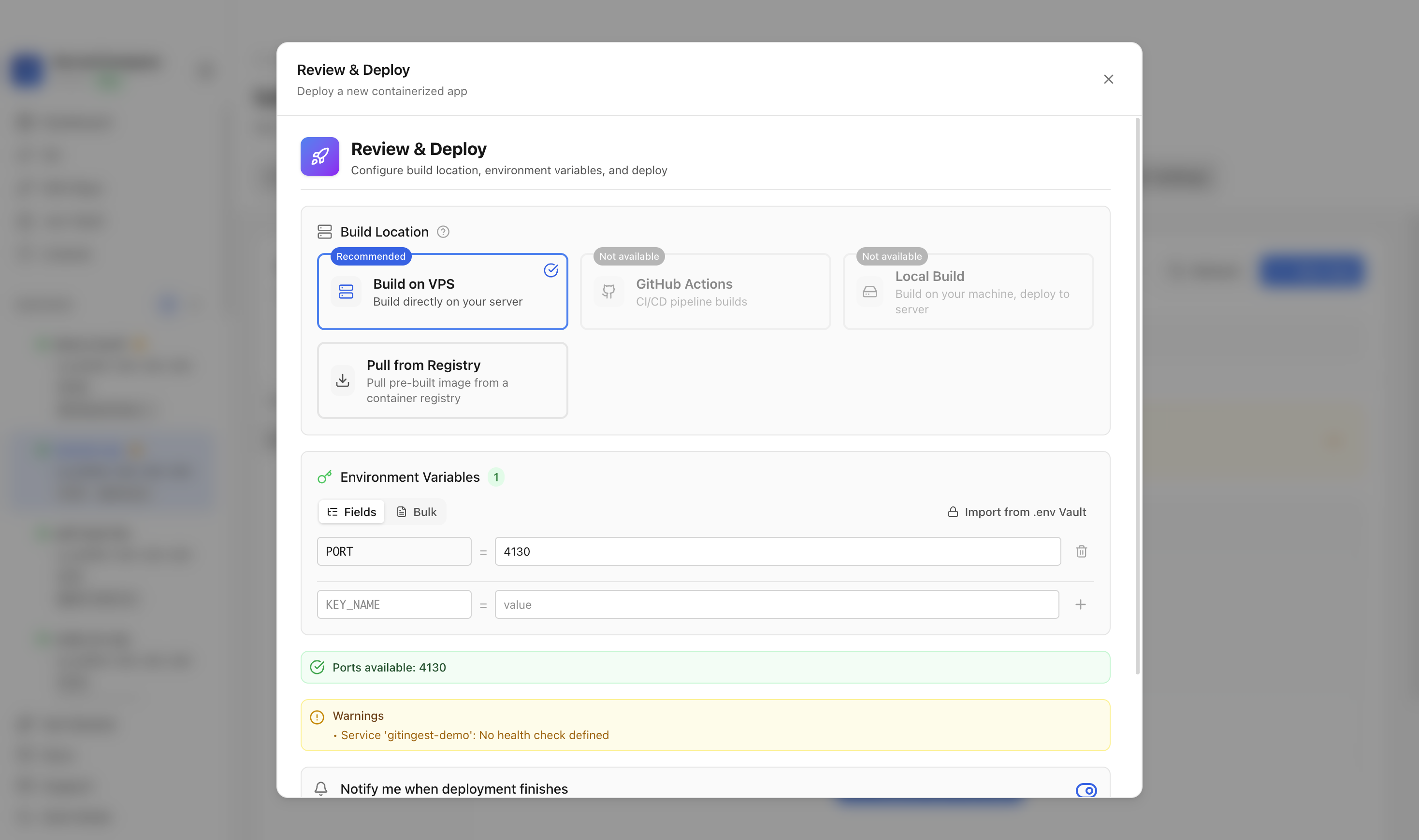 Reviewing Git Ingest generated settings before deployment
