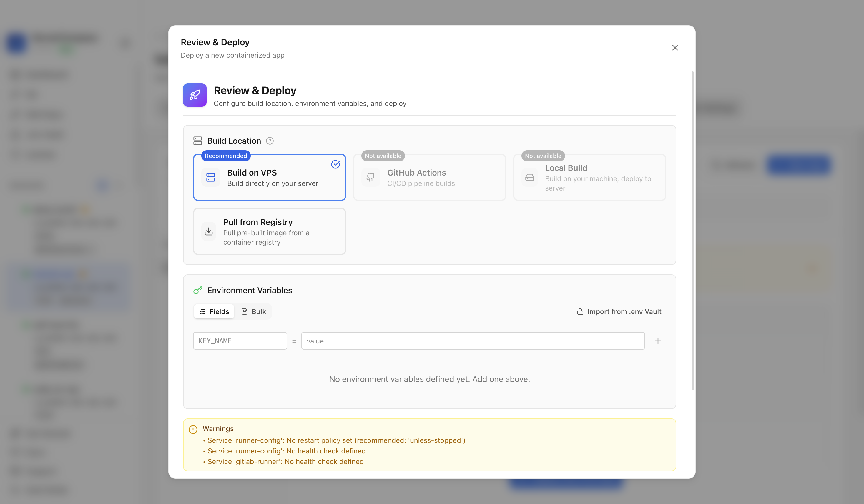 Reviewing GitLab Runner compose services before deployment