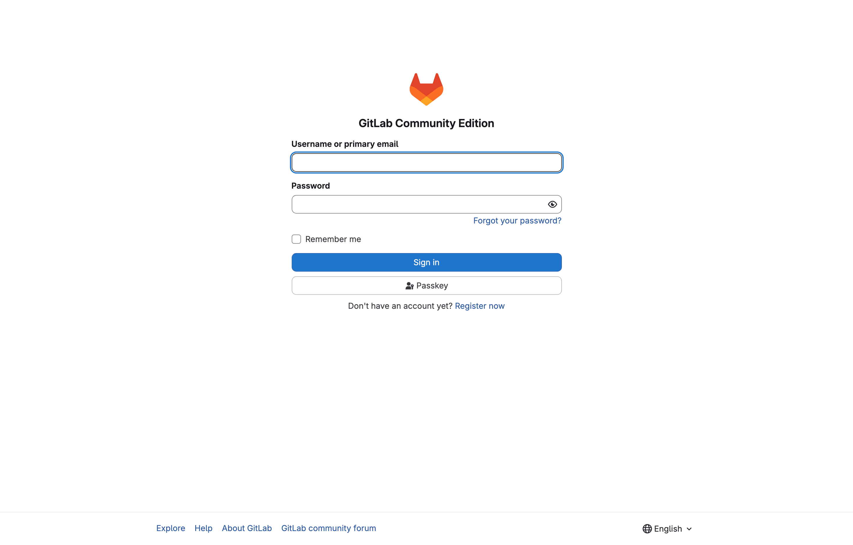 The deployed GitLab web UI loaded in a browser