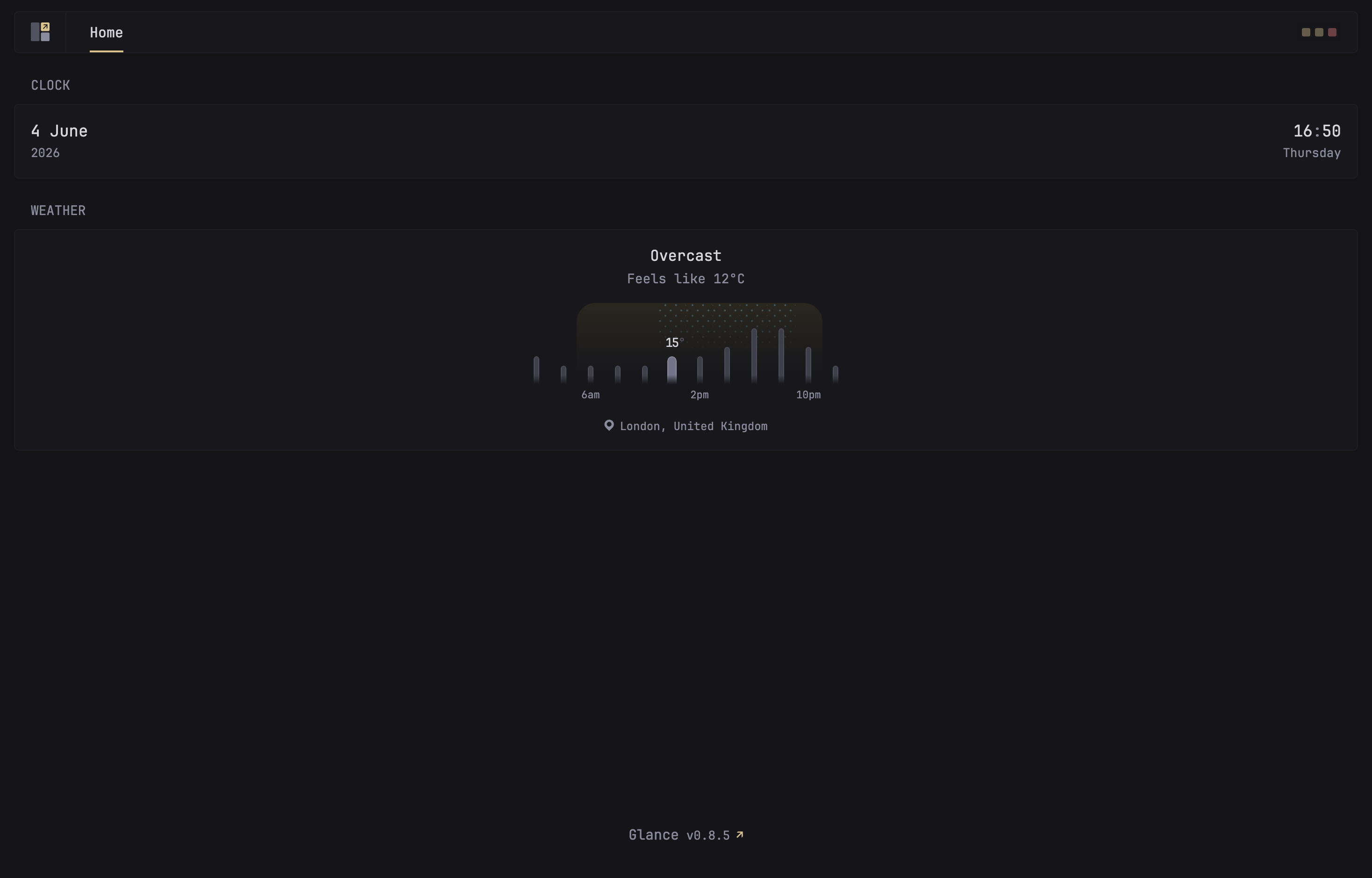 The deployed Glance web UI loaded in a browser