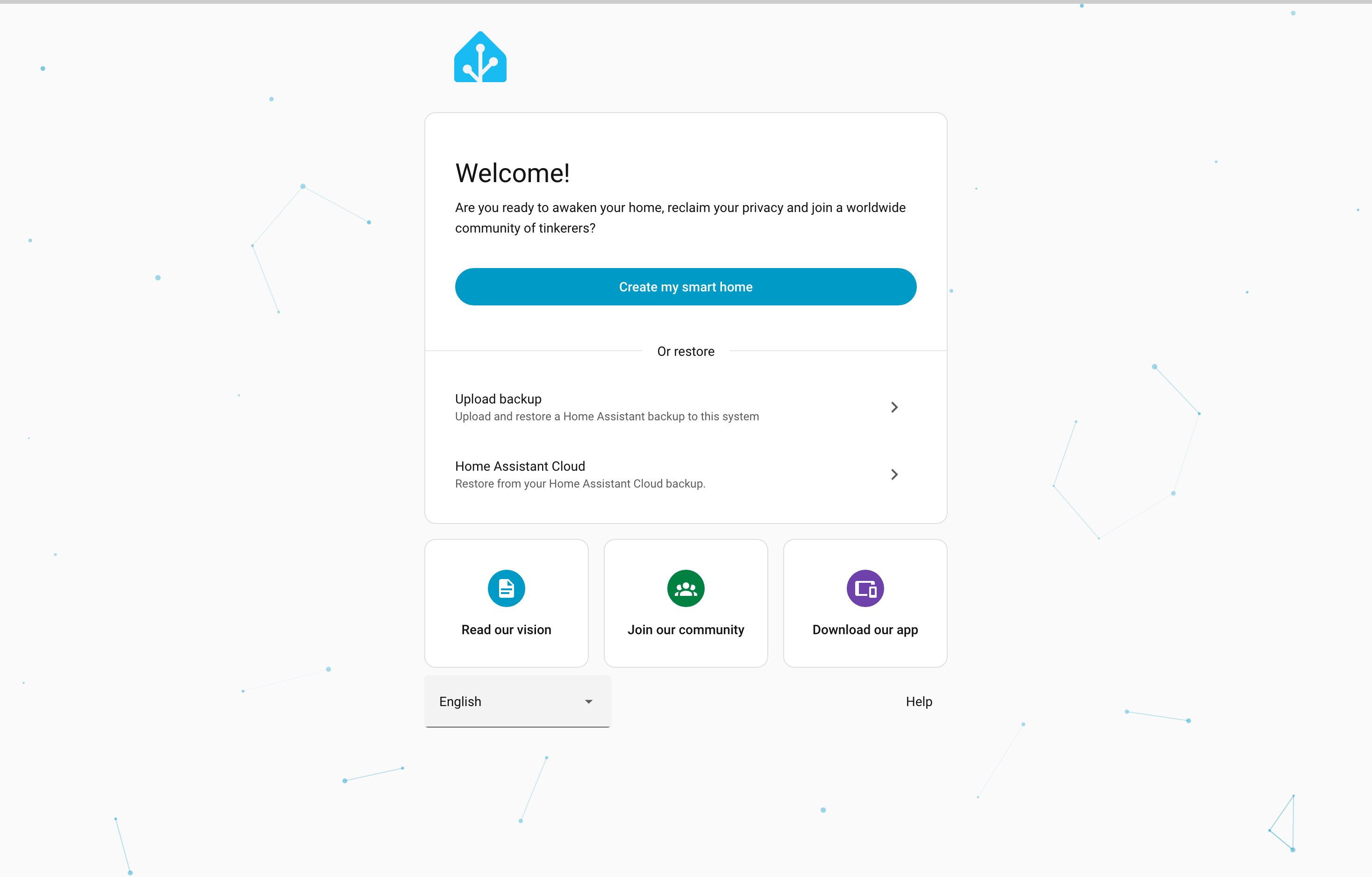The deployed Home Assistant web UI loaded in a browser
