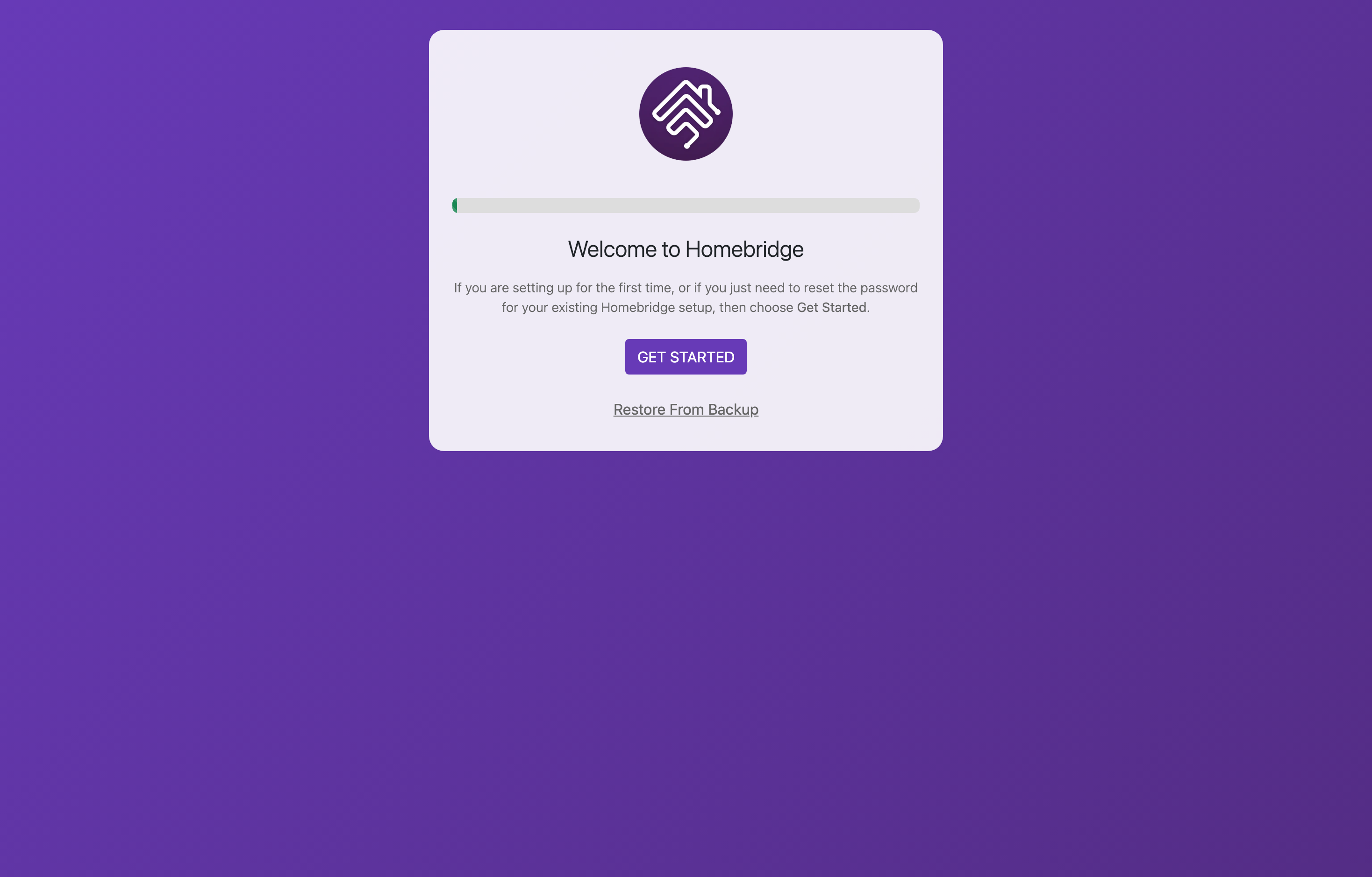 The deployed Homebridge web UI loaded in a browser