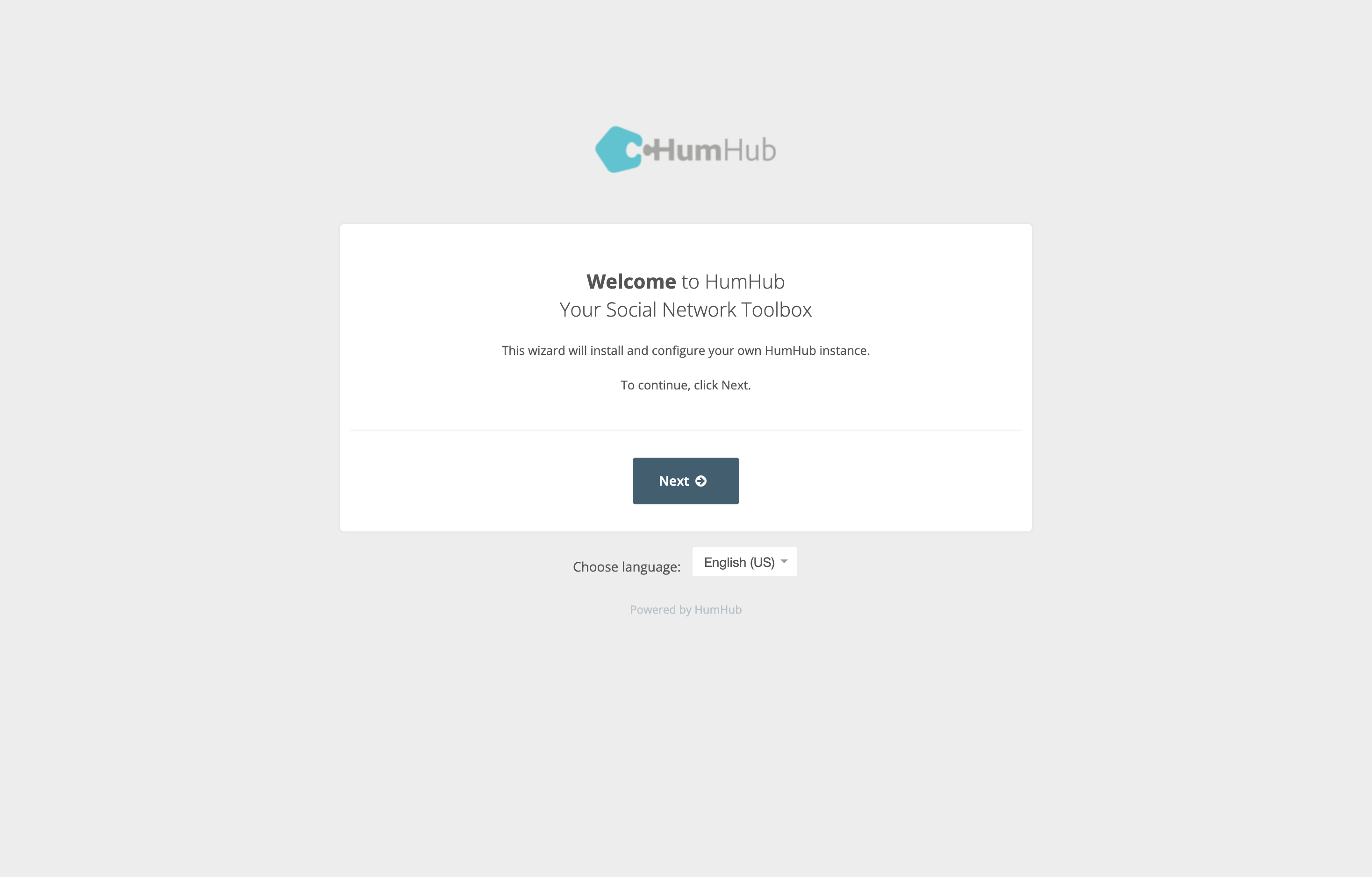 The deployed HumHub web UI loaded in a browser