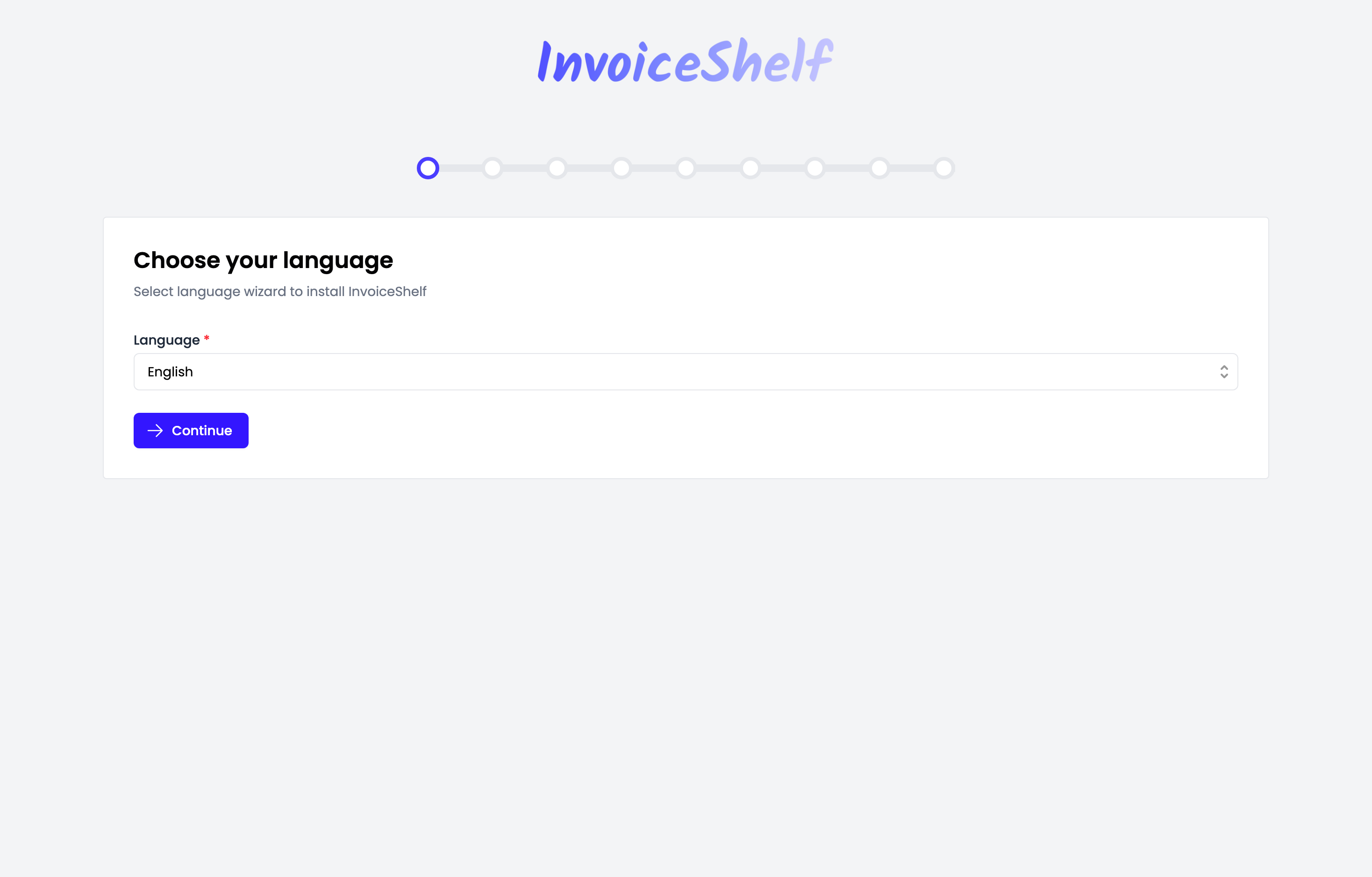 The deployed InvoiceShelf web UI loaded in a browser