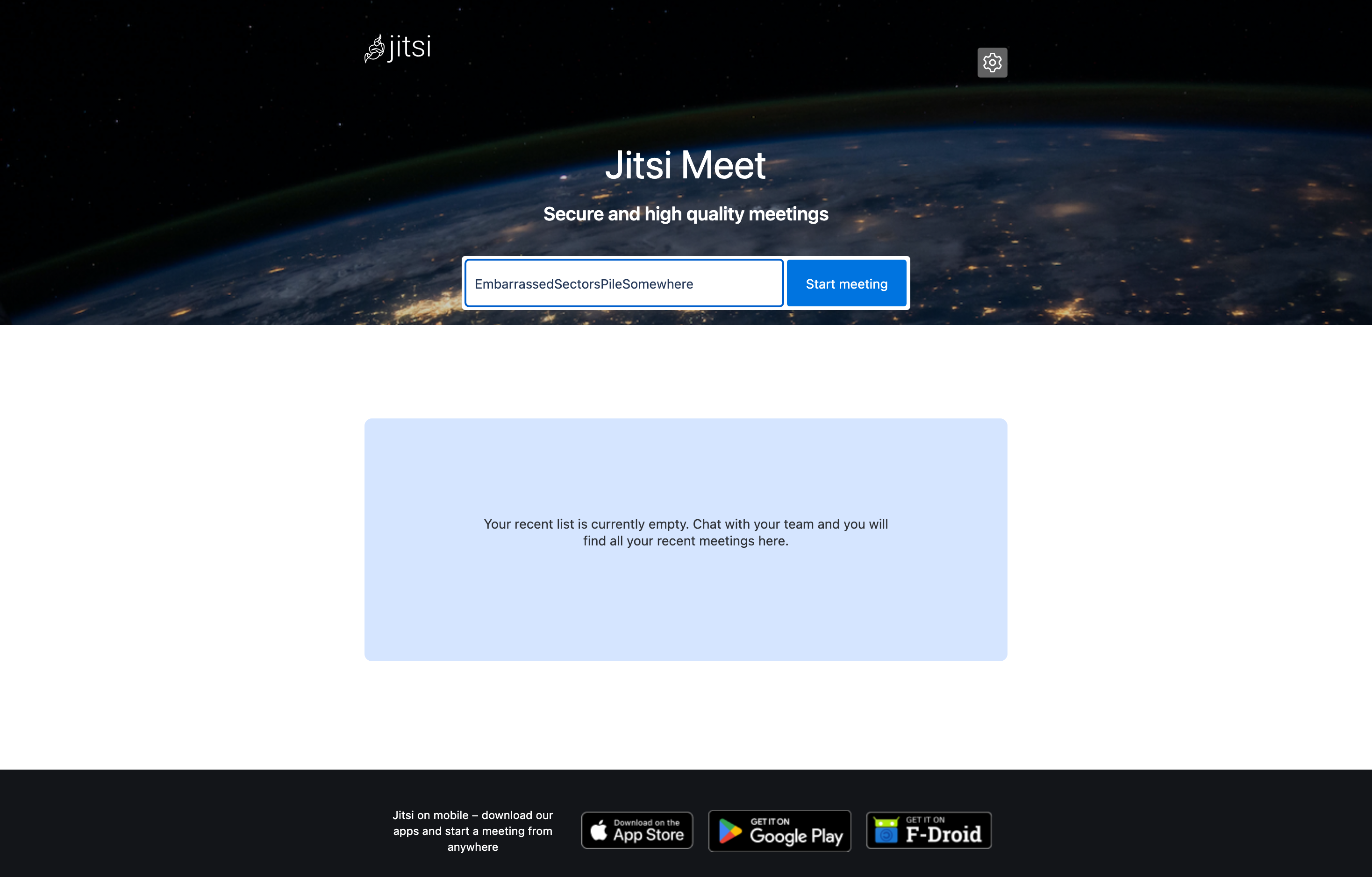 The deployed Jitsi Meet web UI loaded in a browser