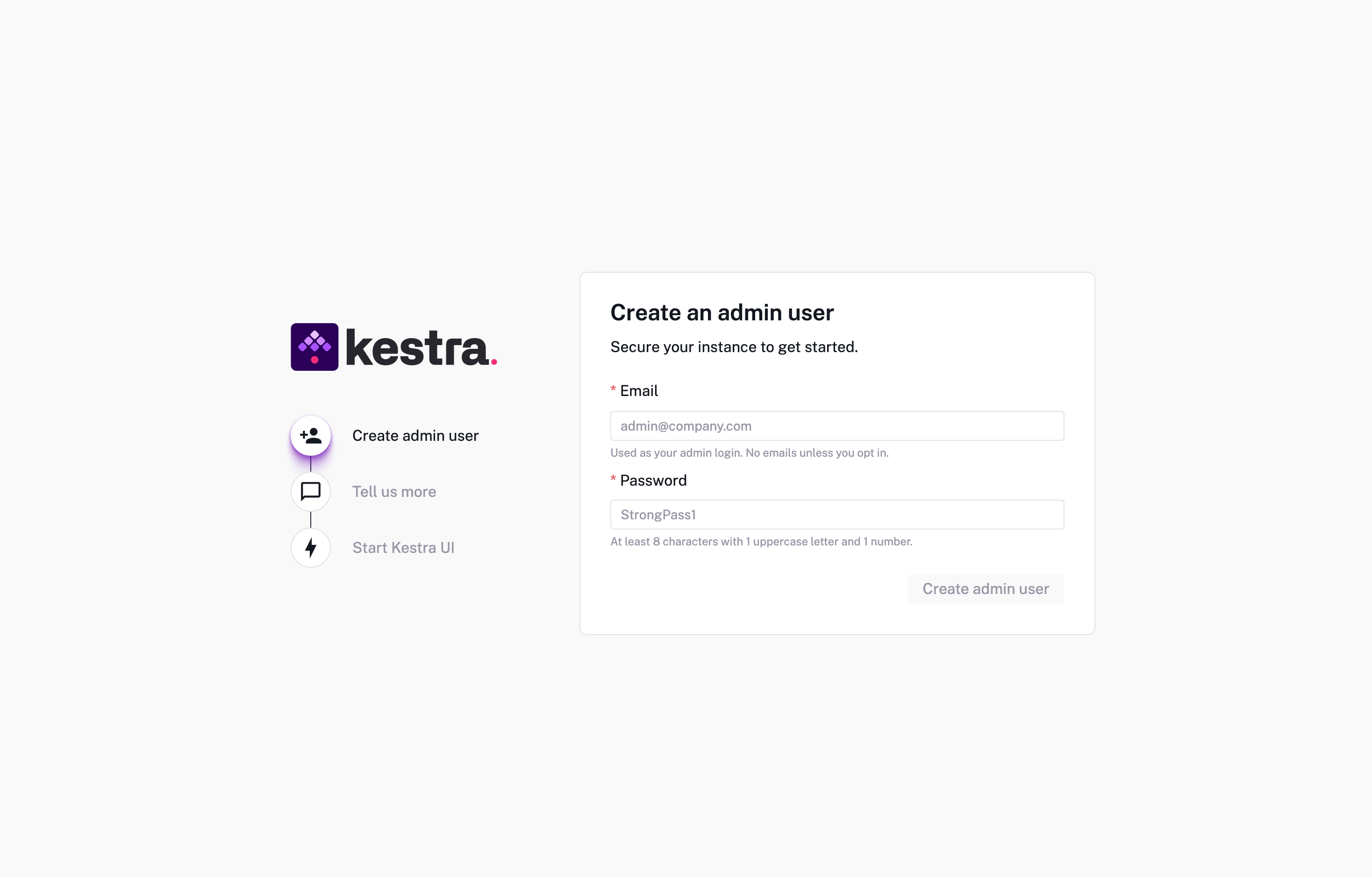 The deployed Kestra web UI loaded in a browser