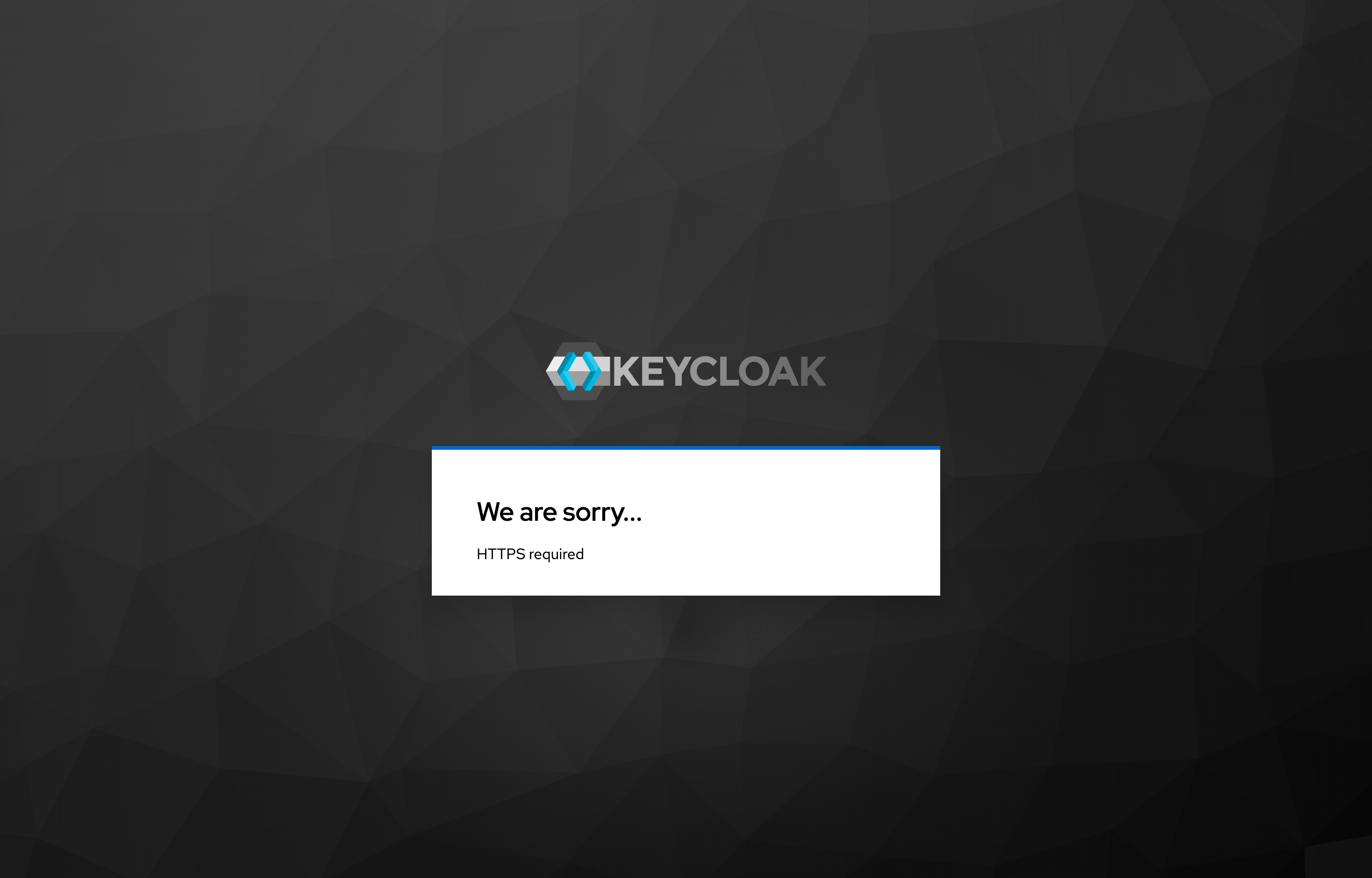 The deployed Keycloak web UI loaded in a browser