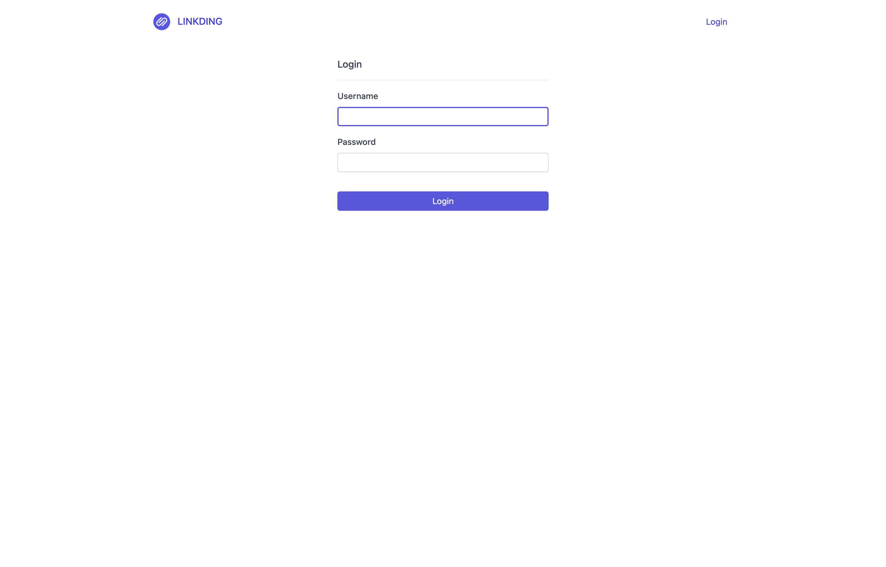 The deployed Linkding web UI loaded in a browser